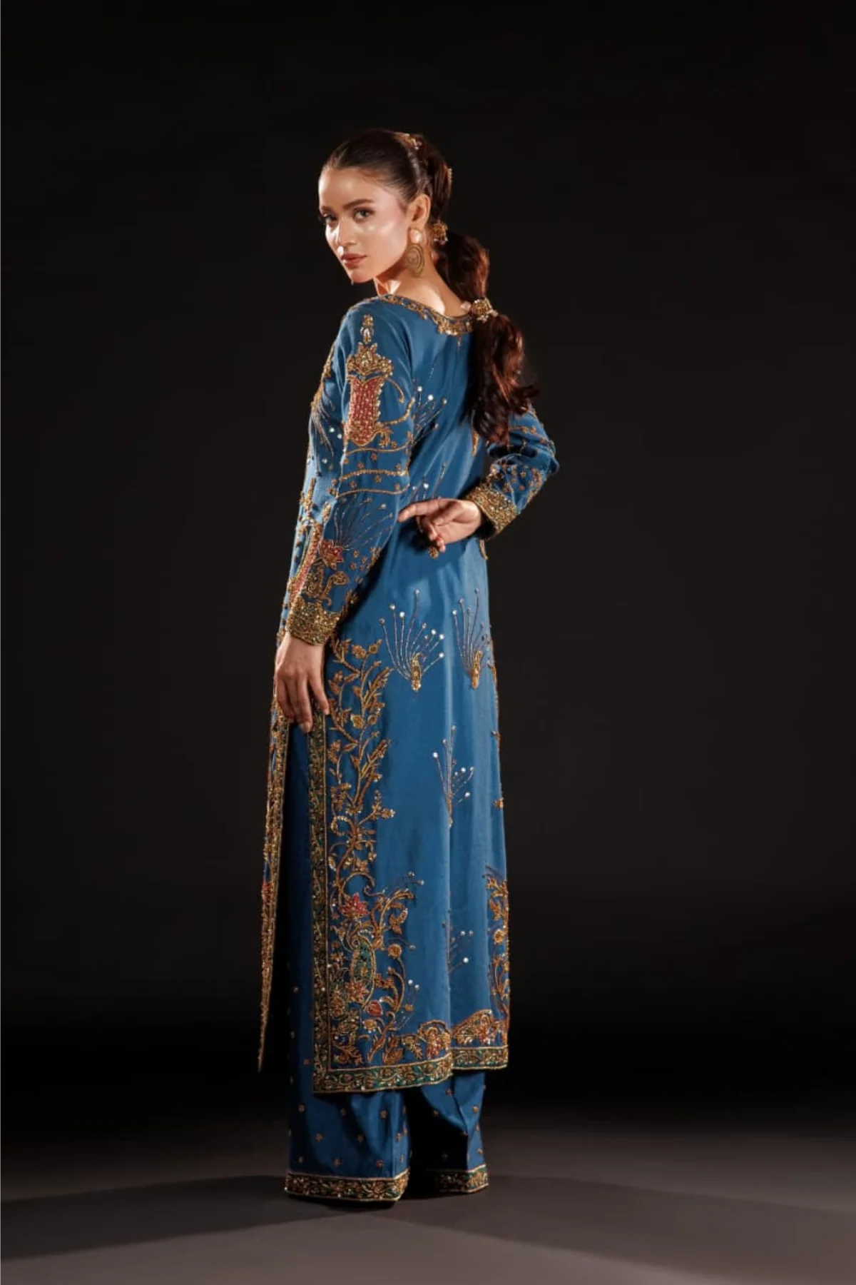 Usama | 3 {iece Unstitched Embroidered Tussle Silk | Azure Dynasty