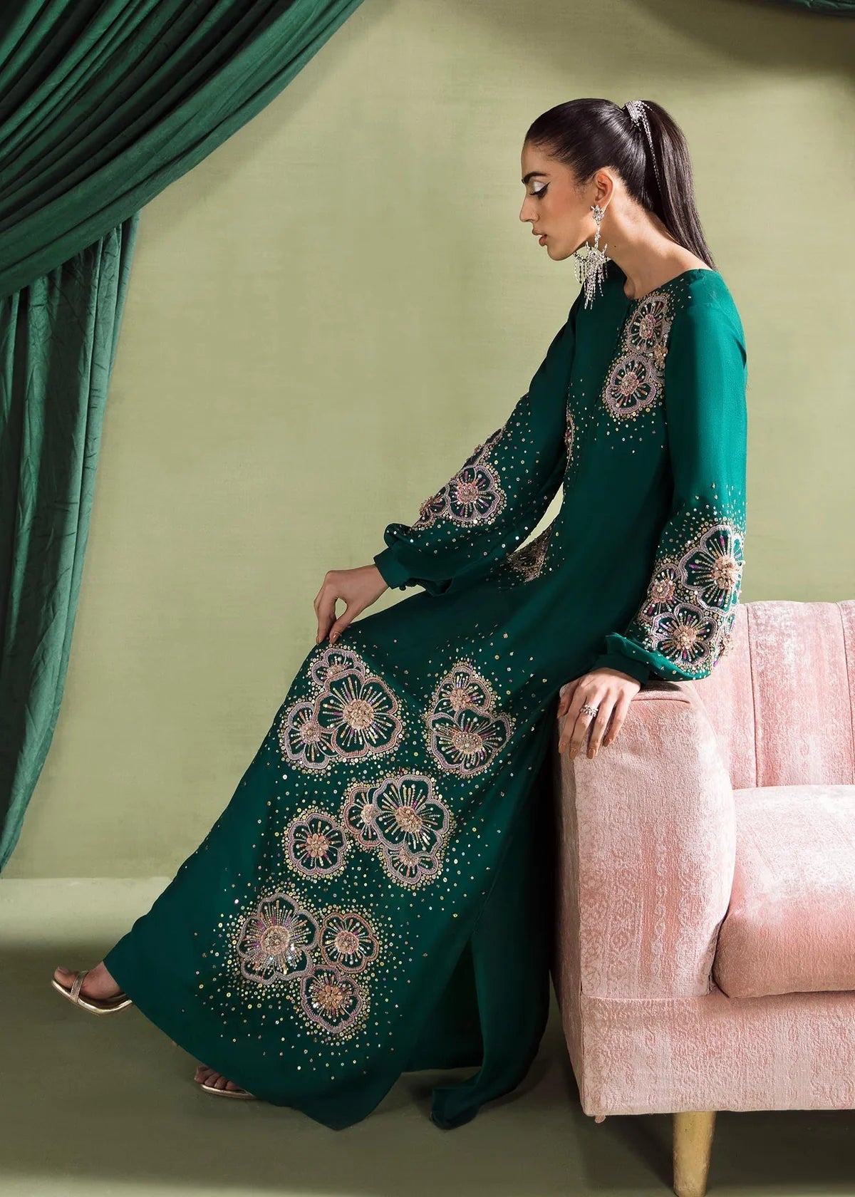 Kanwal Malik | 3 Piece Unstitched Embroidered Raw Silk | Olivia