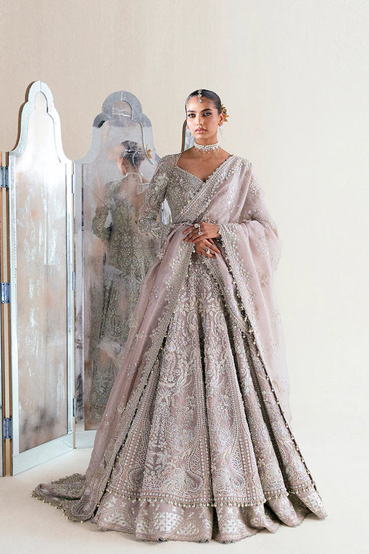Suffuse | 3 Piece Unstitched Embroidered Organza Pishwas Raw Silk Lehenga | Ayat