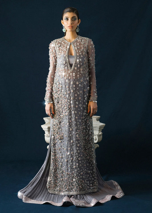 Hussain Rehar | 3 Piece Unstitched Embroidered Organza | Surmai