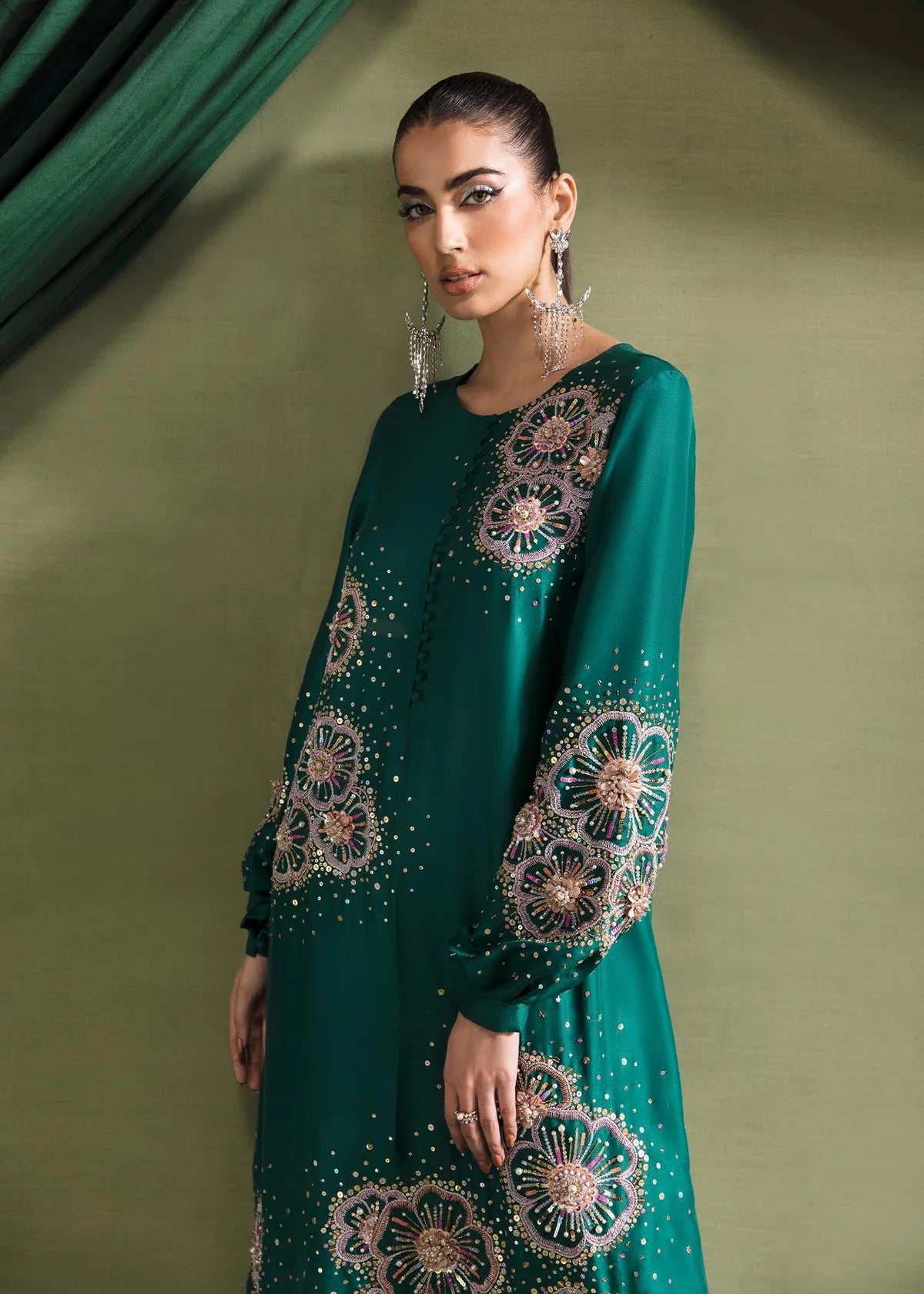 Kanwal Malik | 3 Piece Unstitched Embroidered Raw Silk | Olivia