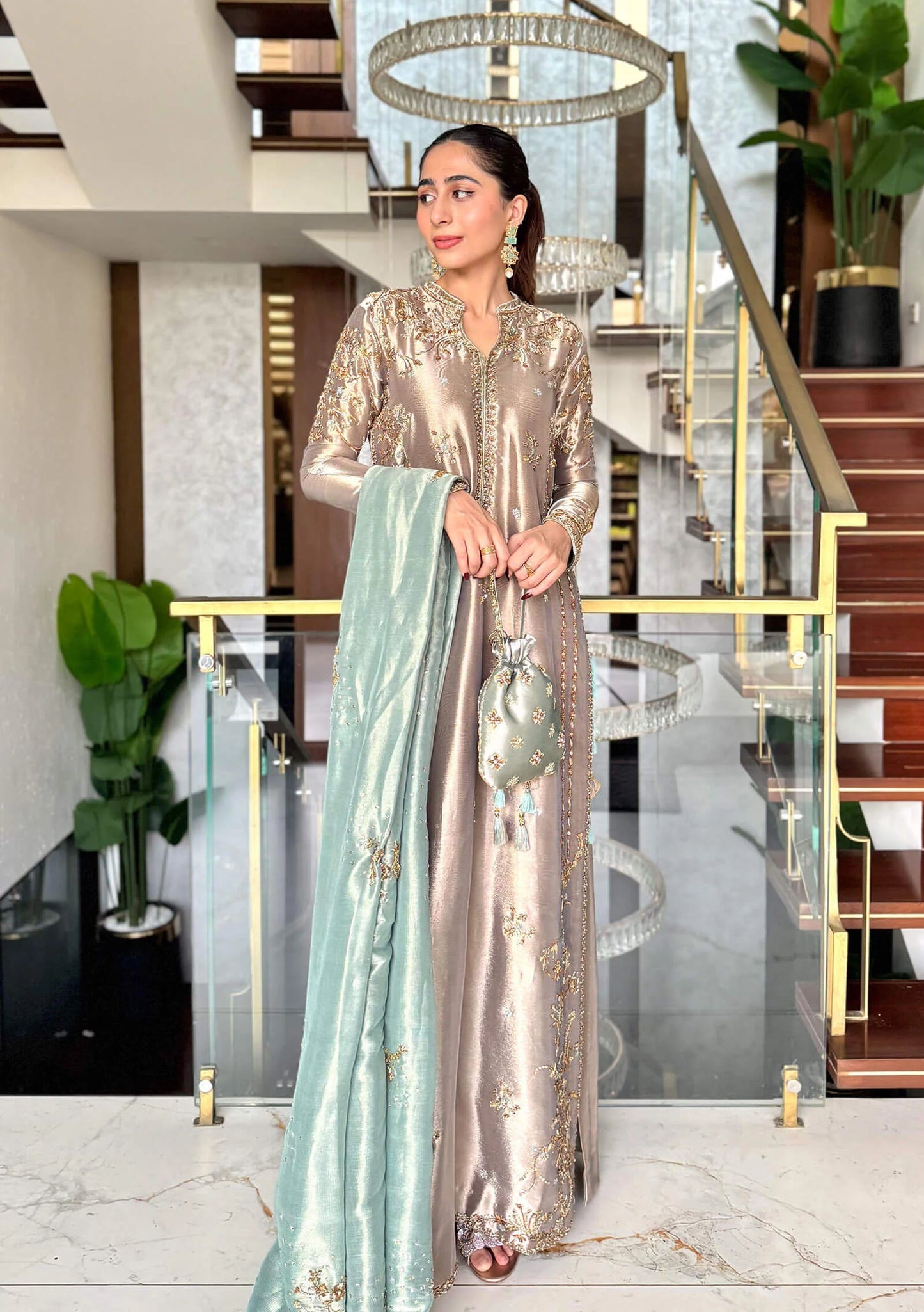 Mubashira Usman | 3 Piece Unstitched Embroidered Tussle Silk | Noor