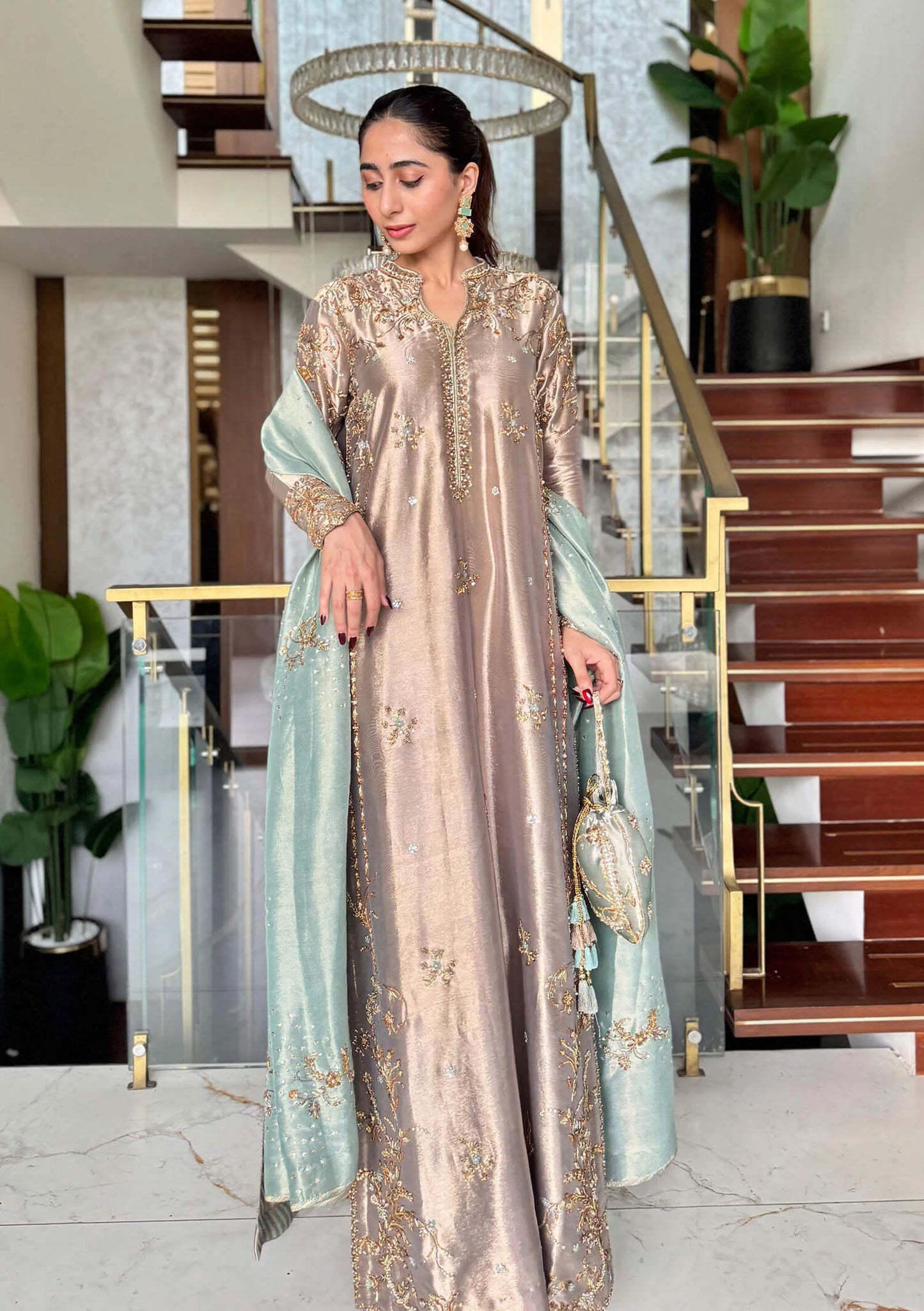 Mubashira Usman | 3 Piece Unstitched Embroidered Tussle Silk | Noor