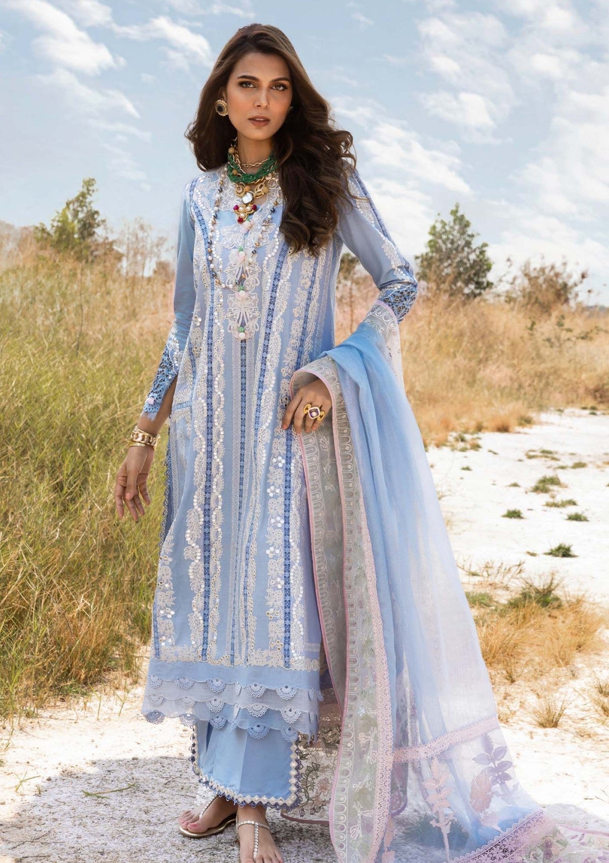 Saira Shakira | 3 Piece Unstitched Embroidered Lawn | NADINE-A
