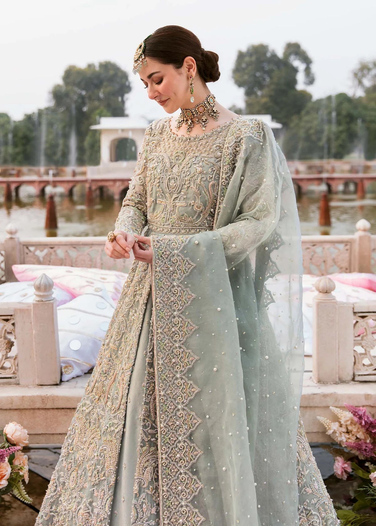 Kanwal Malik | 3 Piece Unstitched Embroidered Lehenga | Saleha
