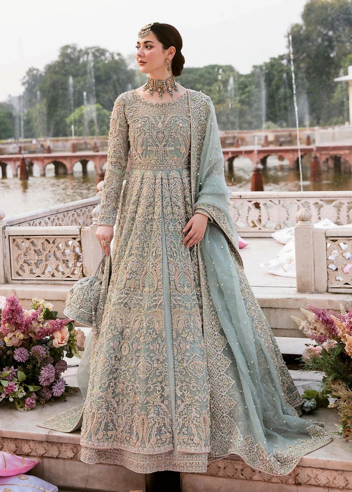 Kanwal Malik | 3 Piece Unstitched Embroidered Lehenga | Saleha