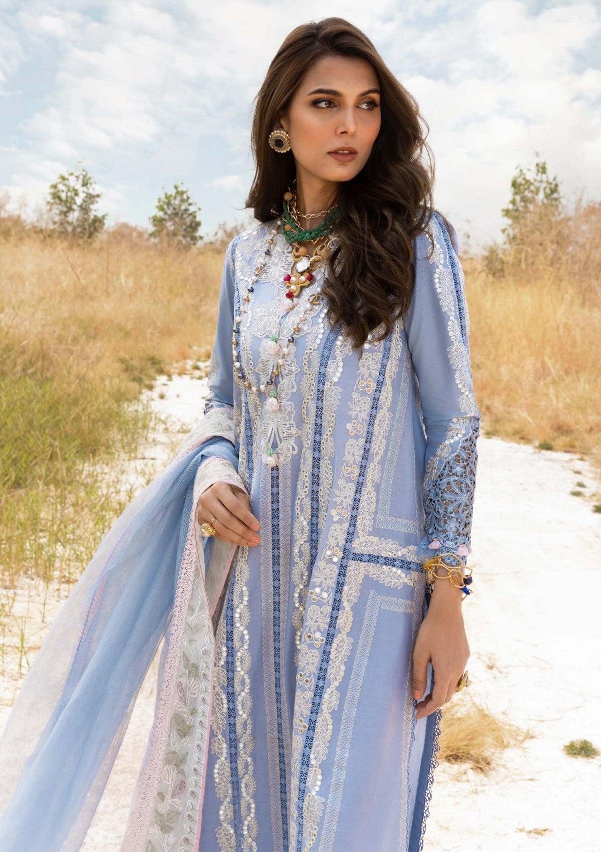 Saira Shakira | 3 Piece Unstitched Embroidered Lawn | NADINE-A