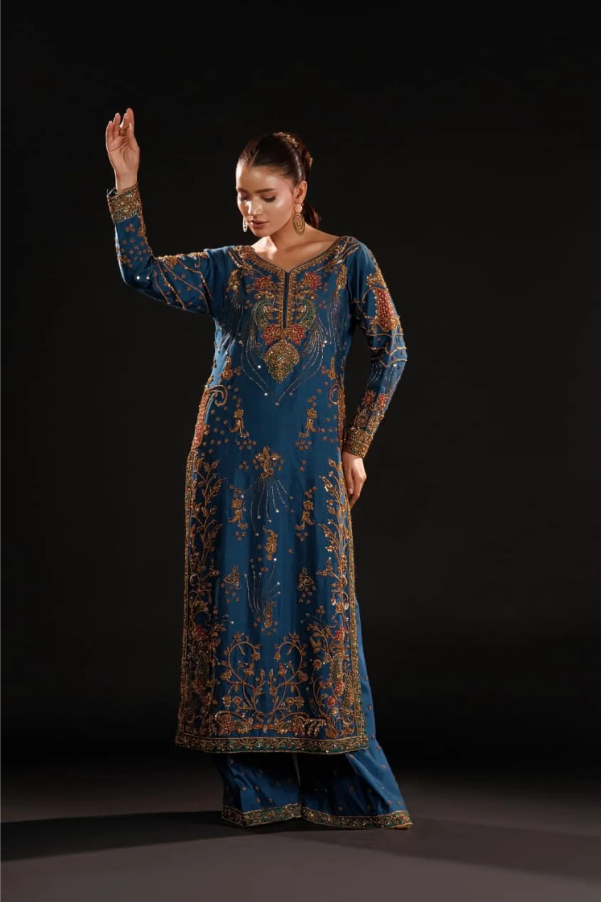 Usama | 3 {iece Unstitched Embroidered Tussle Silk | Azure Dynasty