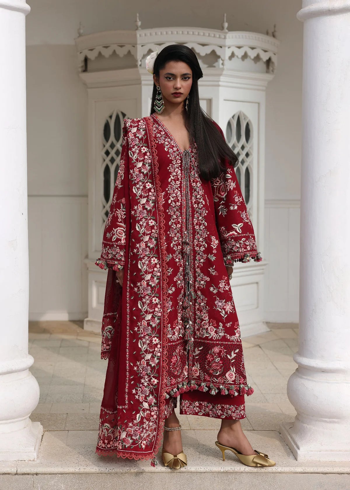 Hussain Rehar | 3 Piece Unstitched Embroidered Lawn | Kastanaa
