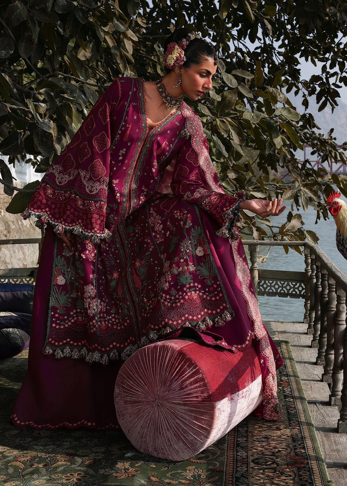 Hussain Rehar | 3 Piece Unstitched Embroidered Lawn | Anjas