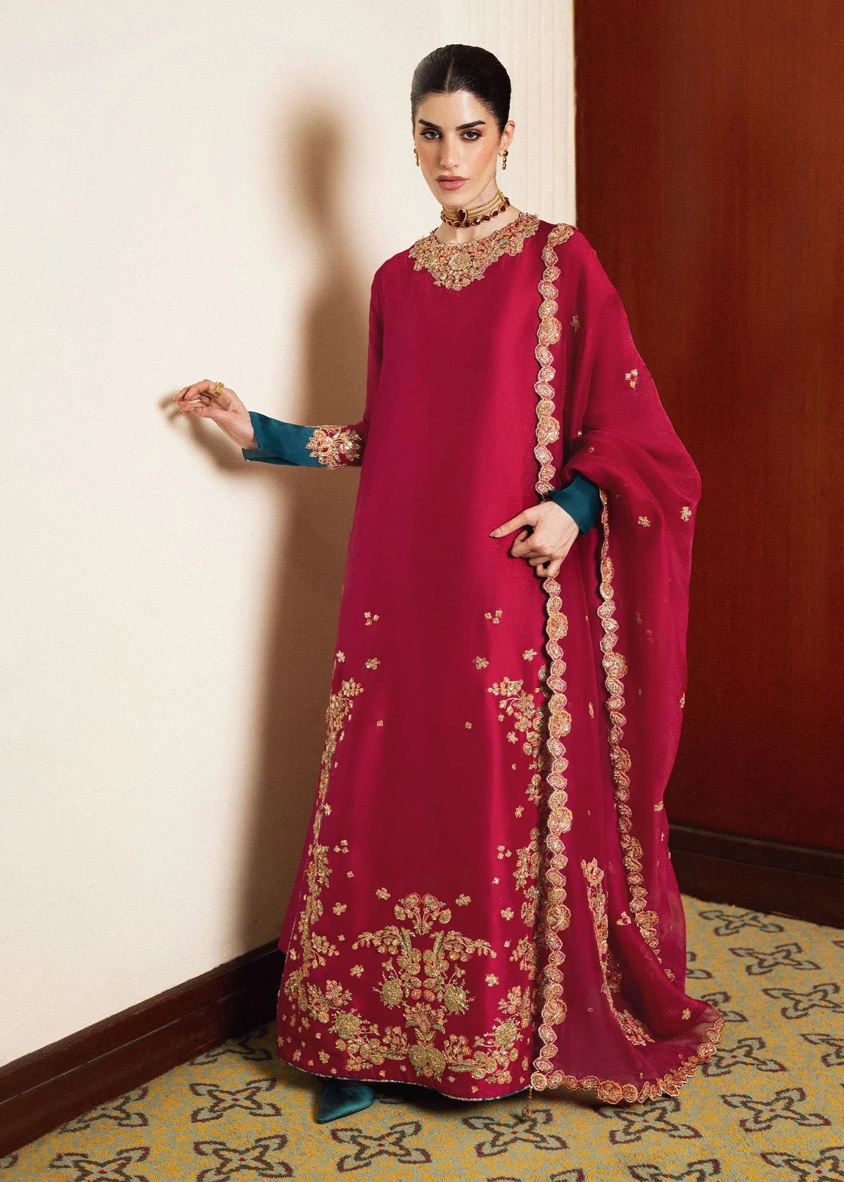 Hussain Rehar | 3 Piece Unstitched Embroidered Raw Silk | Luniere