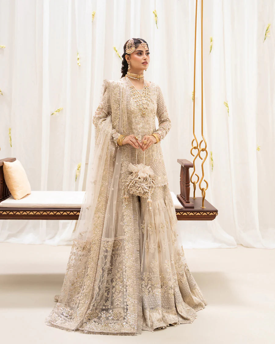 Faiza Saqlain | 3 Piece Unstitched Embroidered Net Formal Suite | Safak