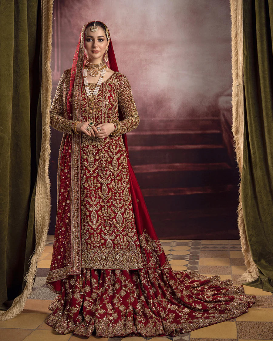 Faiza Saqlain | 3 Piece Unstitched Embroidered Bridal Dress | Roushana
