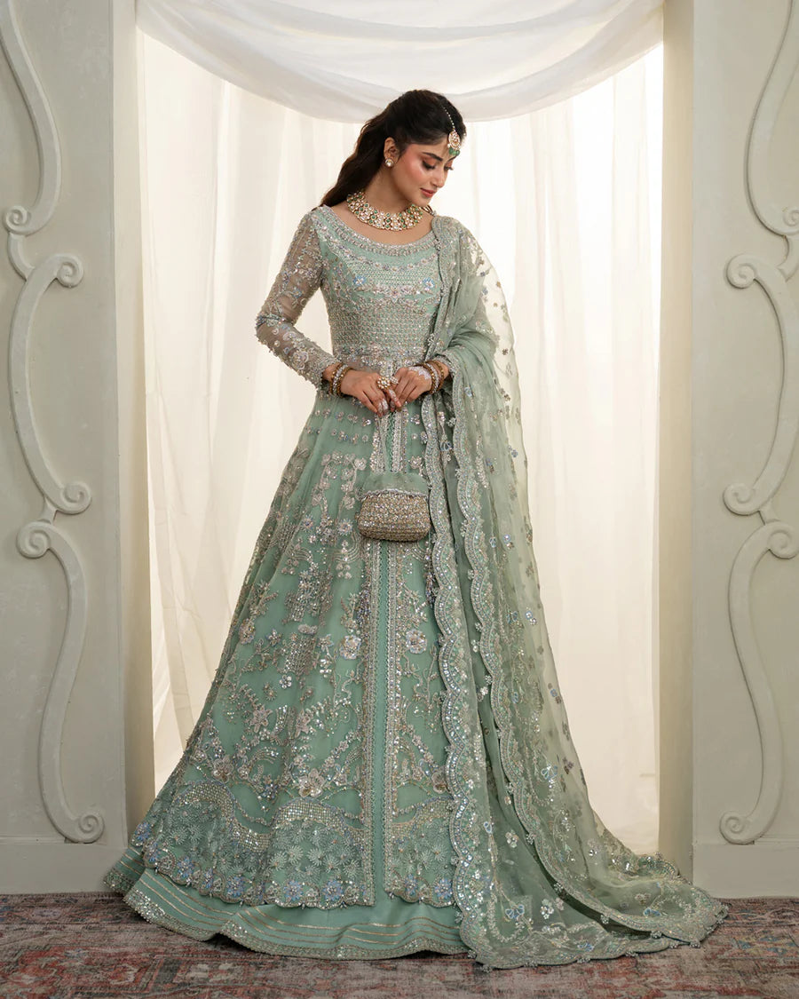 Faiza Saqlain | 3 Piece Unstitched Embroidered Lehenga | Selin