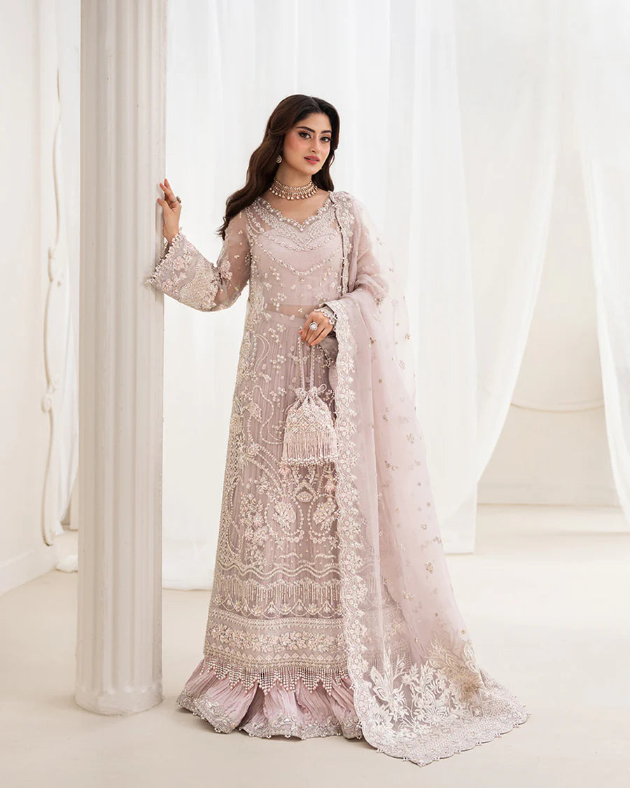 Faiza Saqlain | 3 Piece Unstitched Embroidered Organza Dress | ELA
