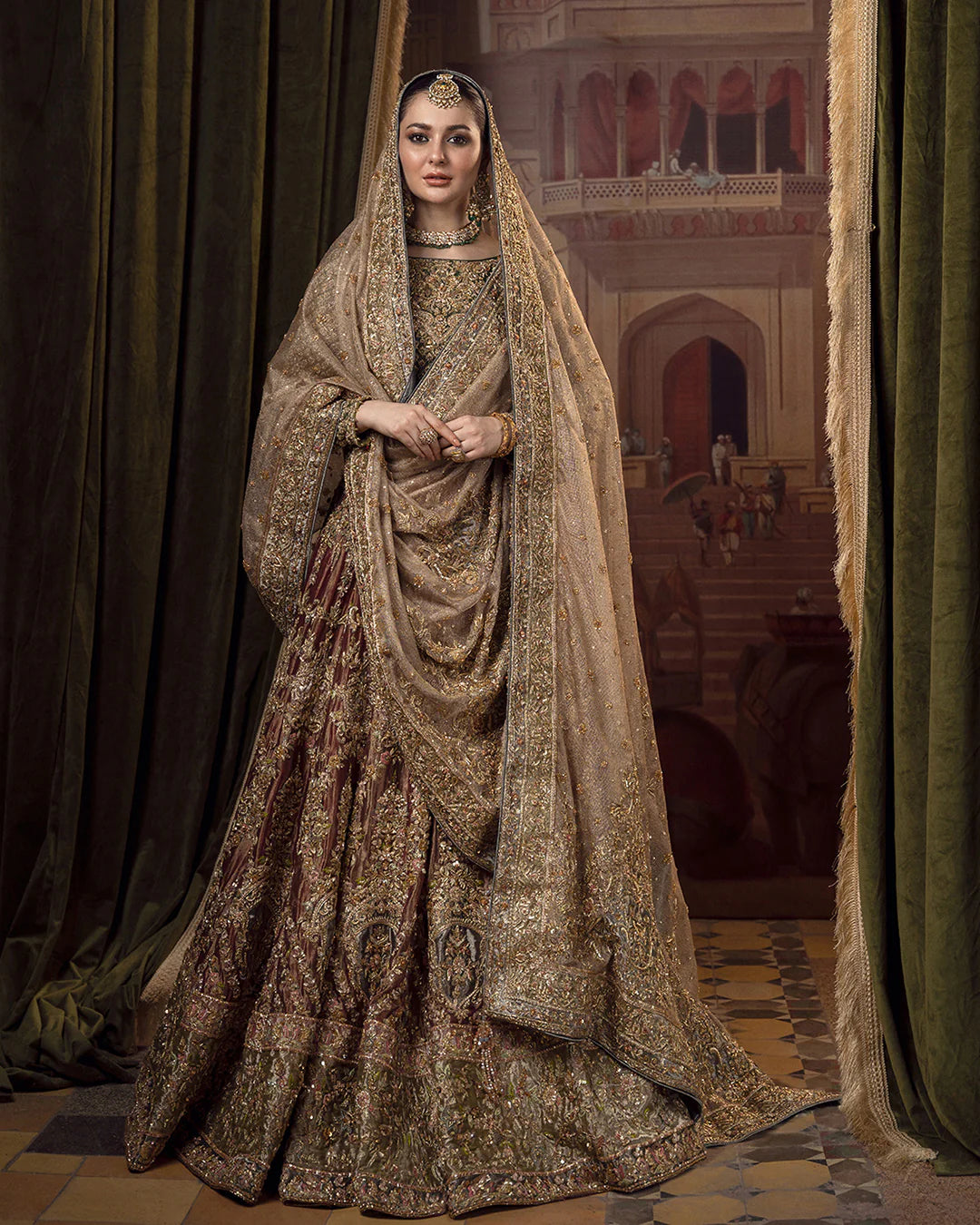 Faiza Saqlain | 3 Piece Unstitched Embroidered Tissue Lehenga | Muntaha