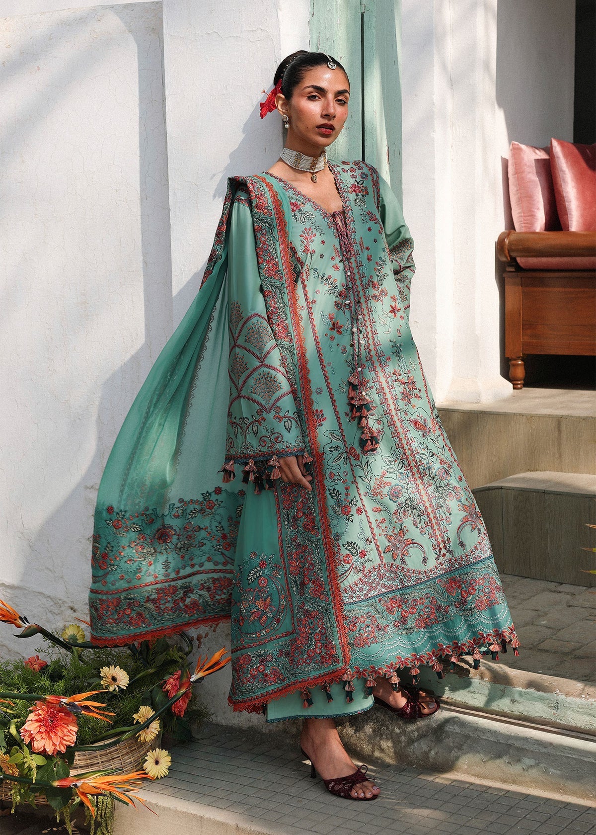Hussain Rehar | 3 Piece Unstitched Embroidered Lawn | Verdant