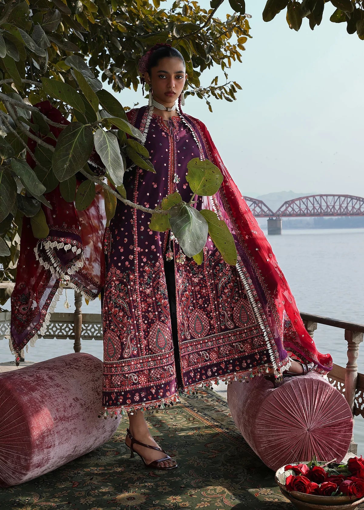 Hussain Rehar | 3 Piece Unstitched Embroidered Lawn | Nihdi