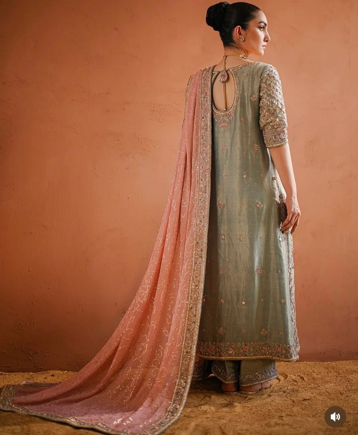 Shagna | 3 Piece Unstitched Embroidered Tussle Silk | Mint Green & Pastel