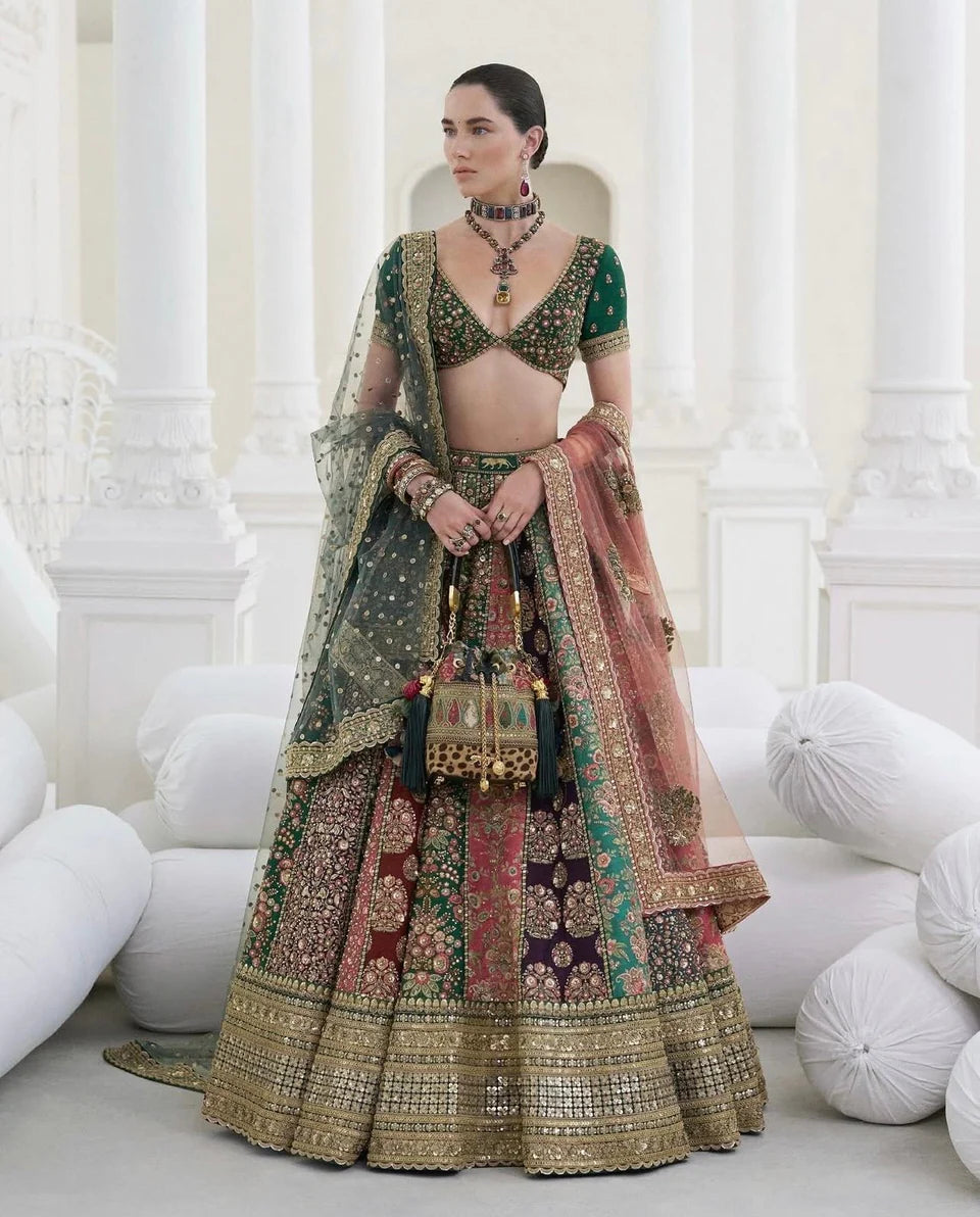 Sabyasachi Mukherjee | 3 Piece Unstitched Embroidered Lehenga |