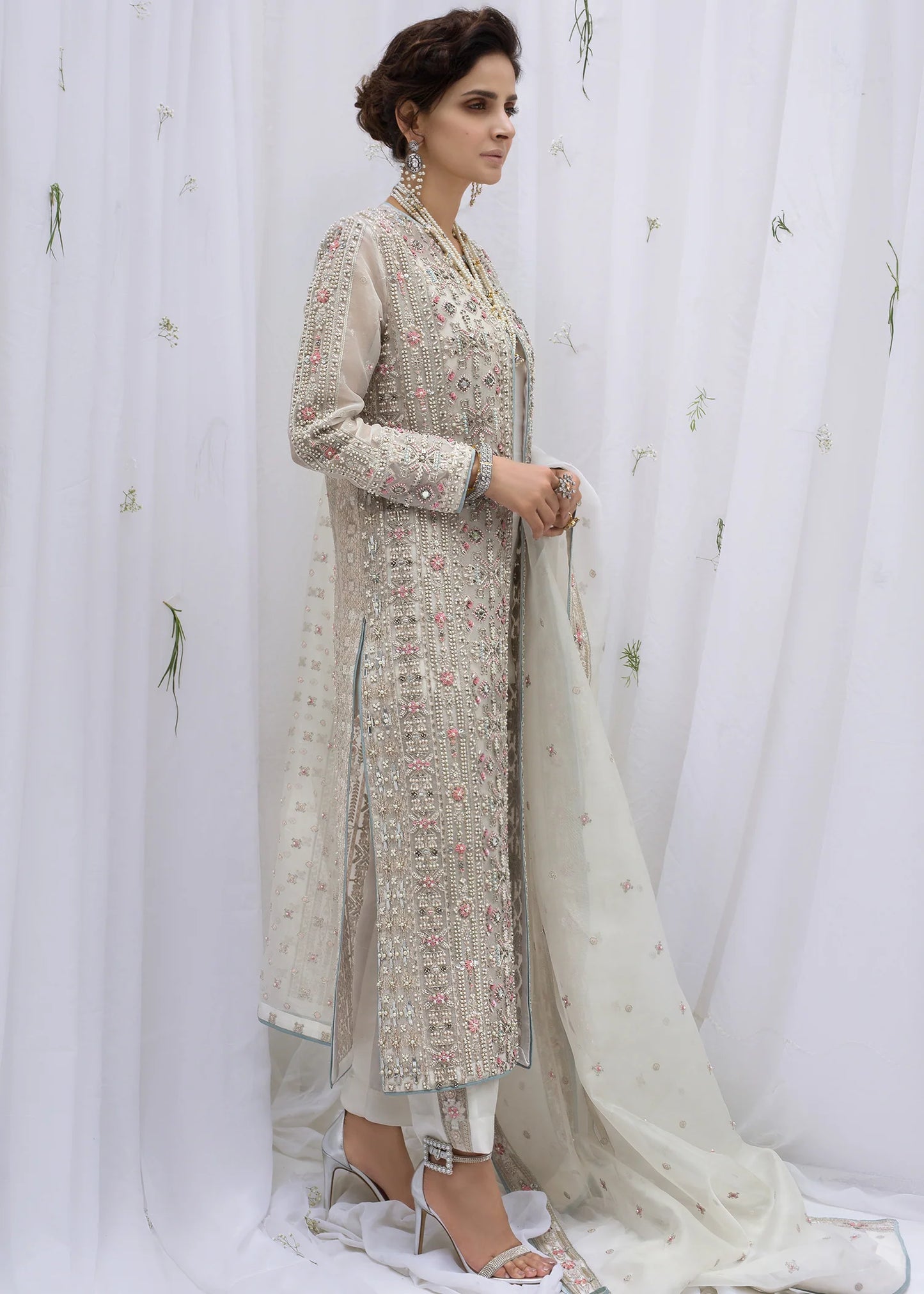 Hussain Rehar | 3 Piece Unstitched Embroidered Raw Silk | Rococo
