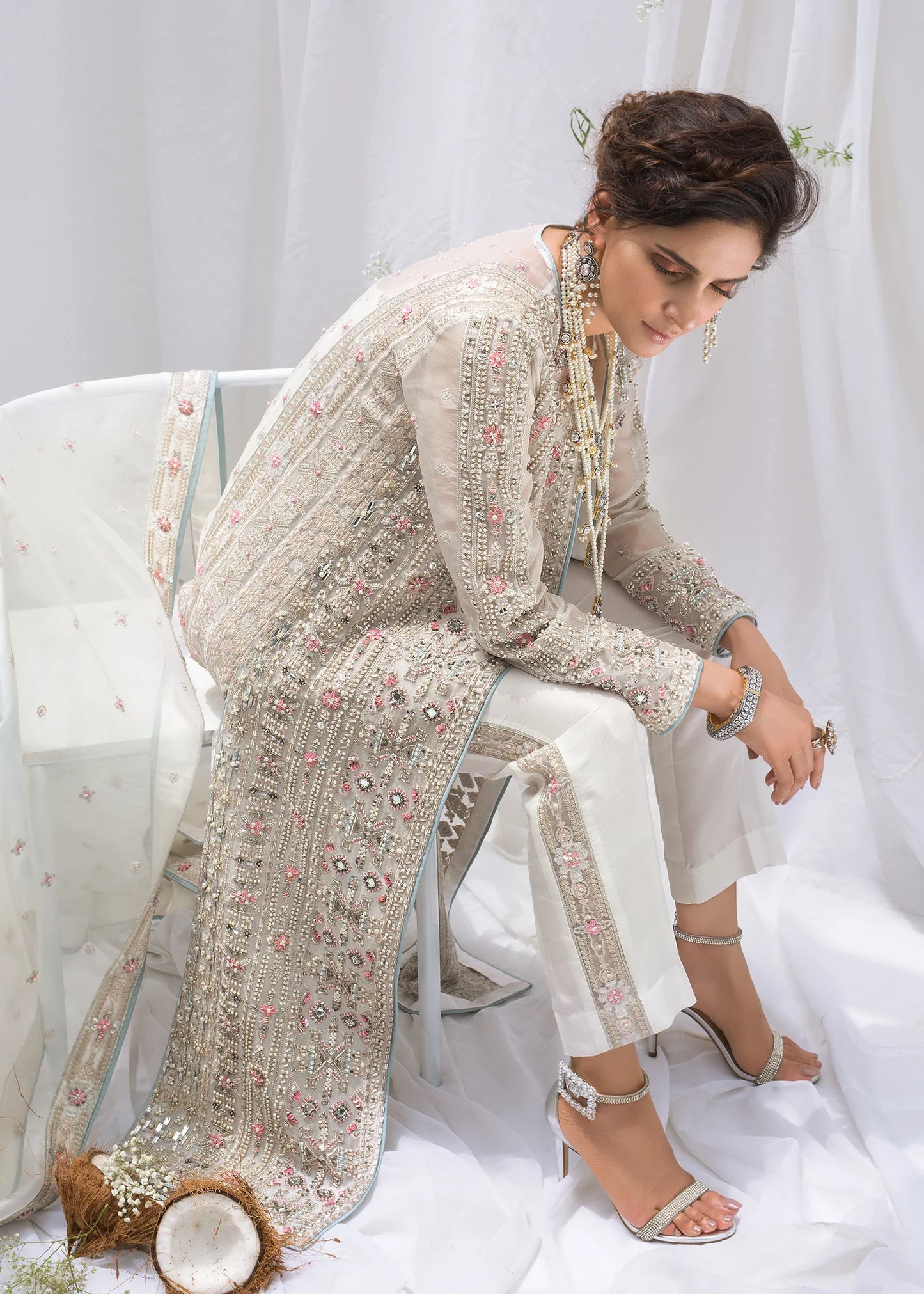Hussain Rehar | 3 Piece Unstitched Embroidered Raw Silk | Rococo