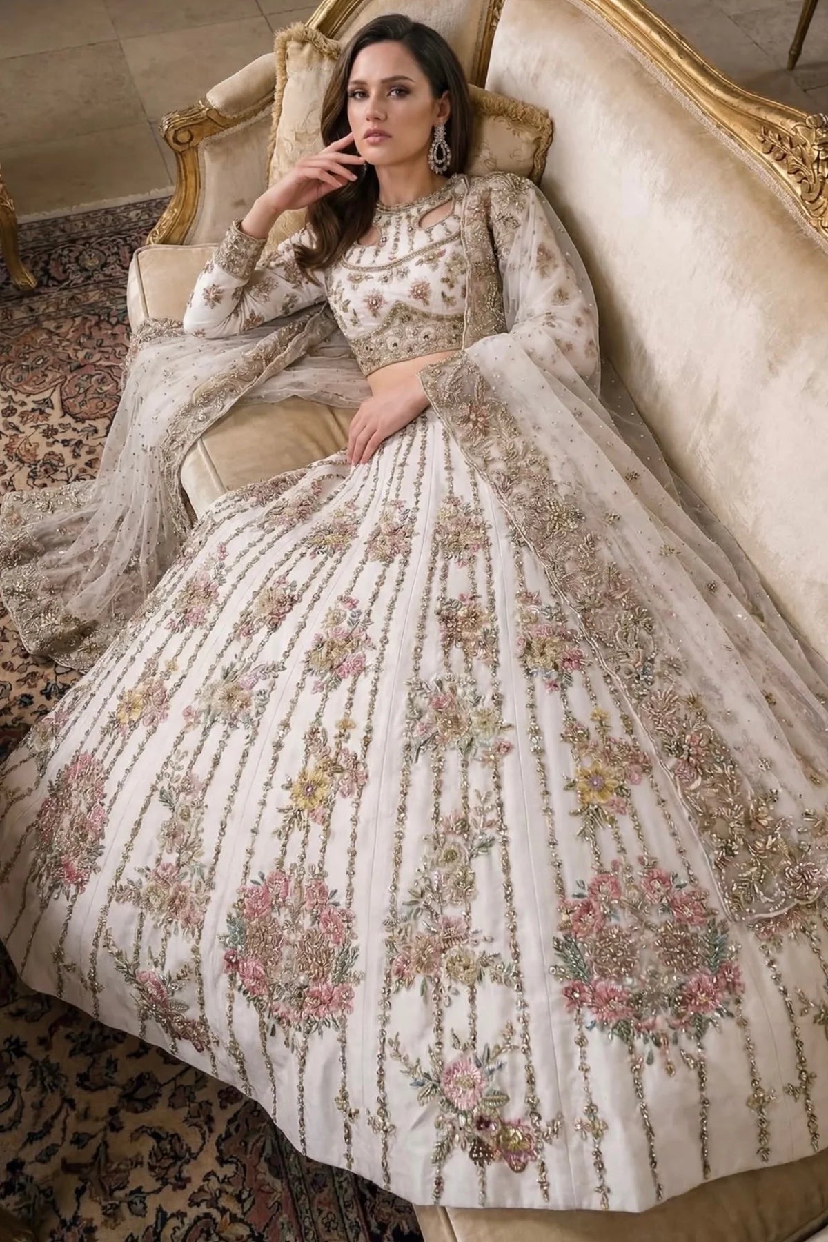 Ahmad Sultan | 3 Piece Unstitched Embroidered Bridal Dress | Tiara