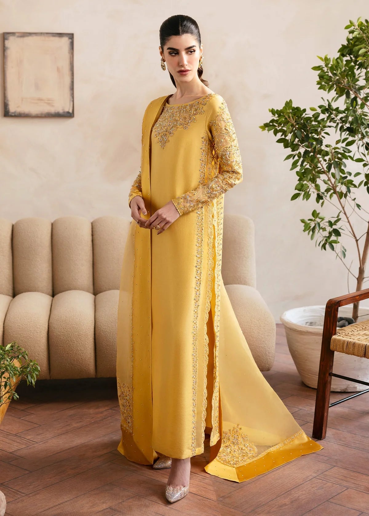Kanwal Malik | 3 Piece Unstitched Embroidered Raw Silk | Saesha