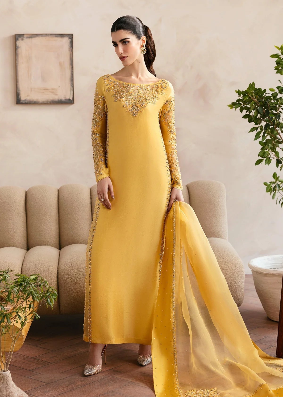 Kanwal Malik | 3 Piece Unstitched Embroidered Raw Silk | Saesha