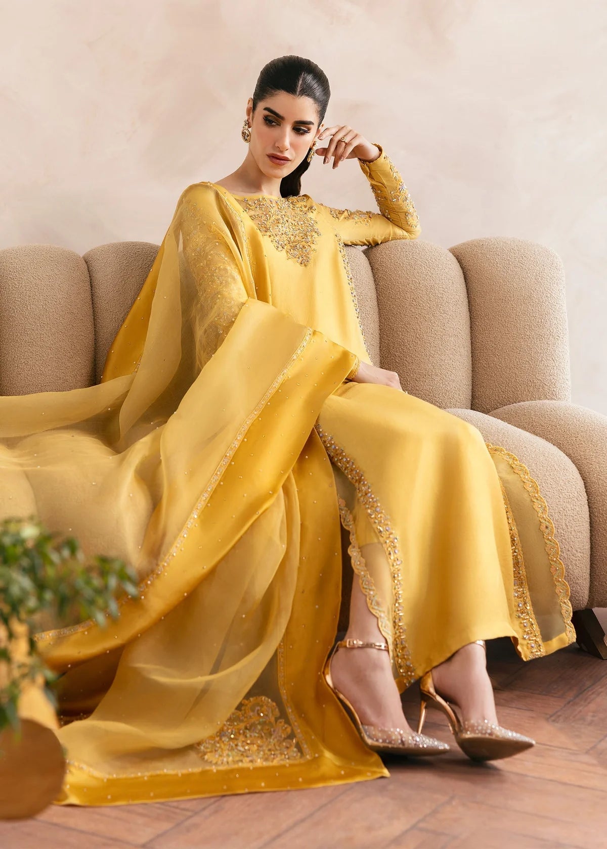 Kanwal Malik | 3 Piece Unstitched Embroidered Raw Silk | Saesha
