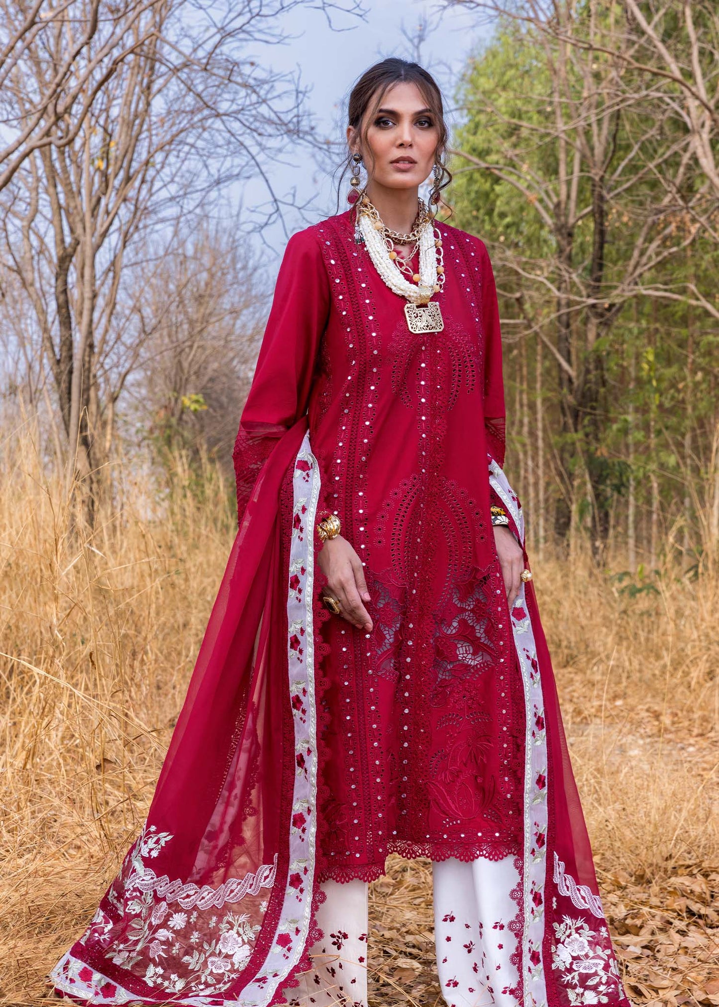 Saira Shakira | 3 Piece Unstitched Embroidered Lawn | SHAMS-A