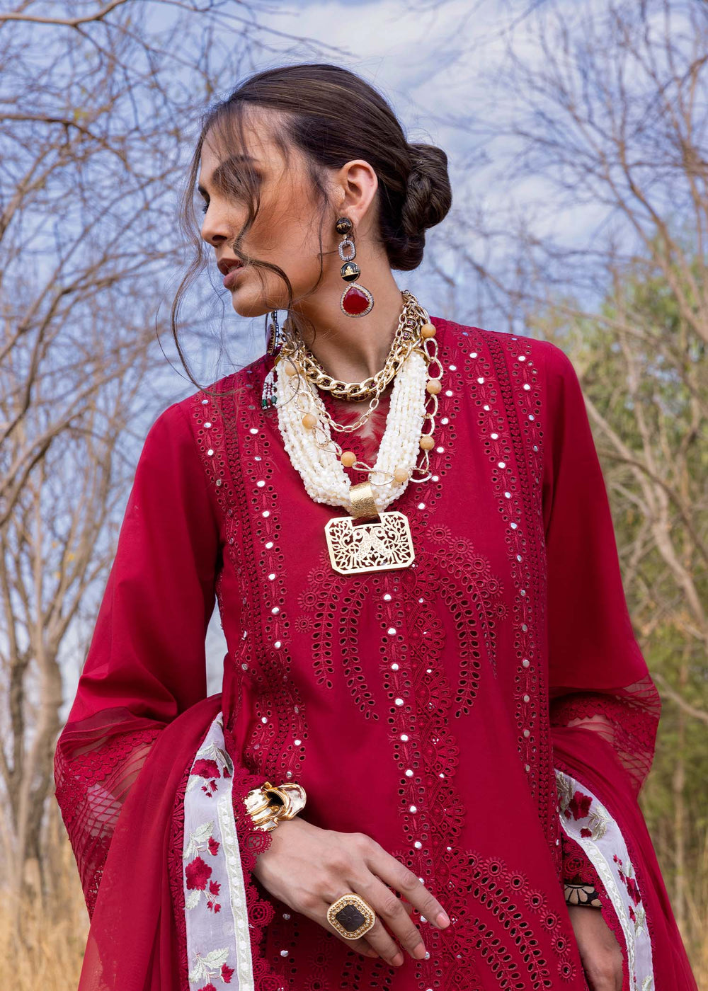 Saira Shakira | 3 Piece Unstitched Embroidered Lawn | SHAMS-A