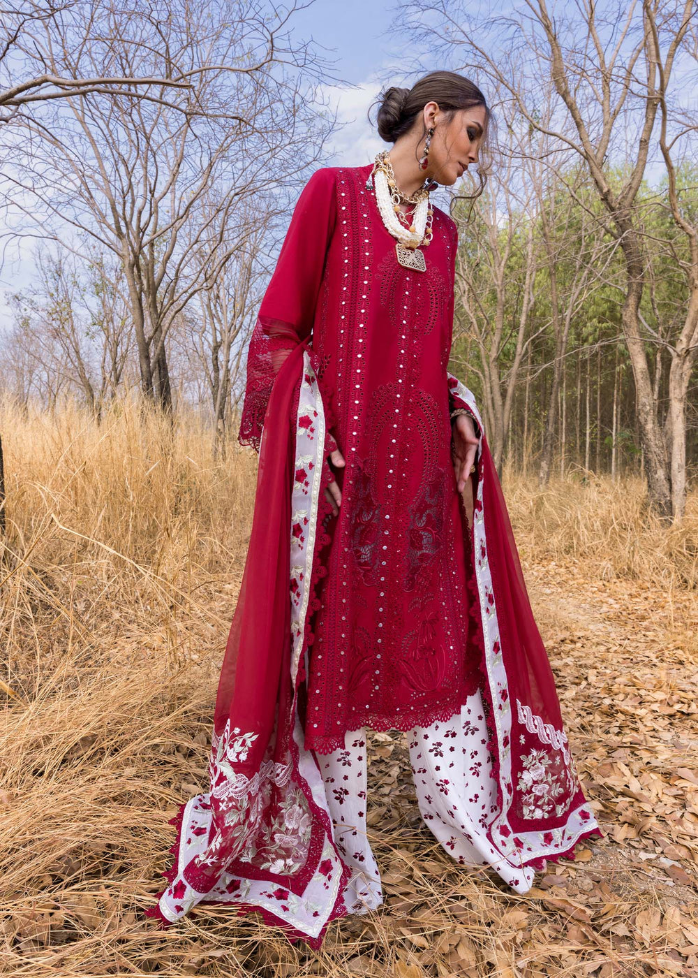 Saira Shakira | 3 Piece Unstitched Embroidered Lawn | SHAMS-A