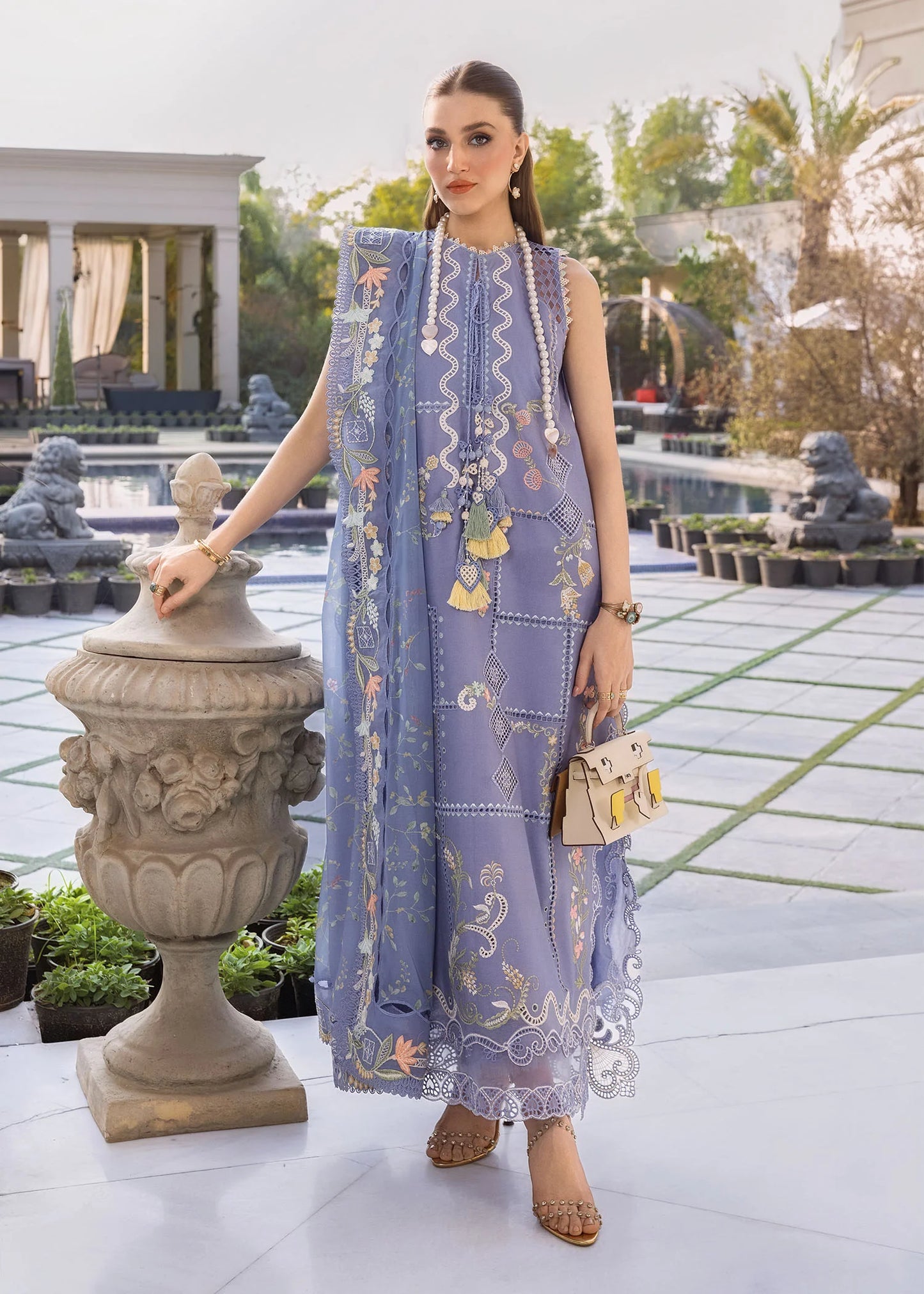 Crimson | 3 Piece Unstitched Embroidered Lawn | Floral Serenity-D1B