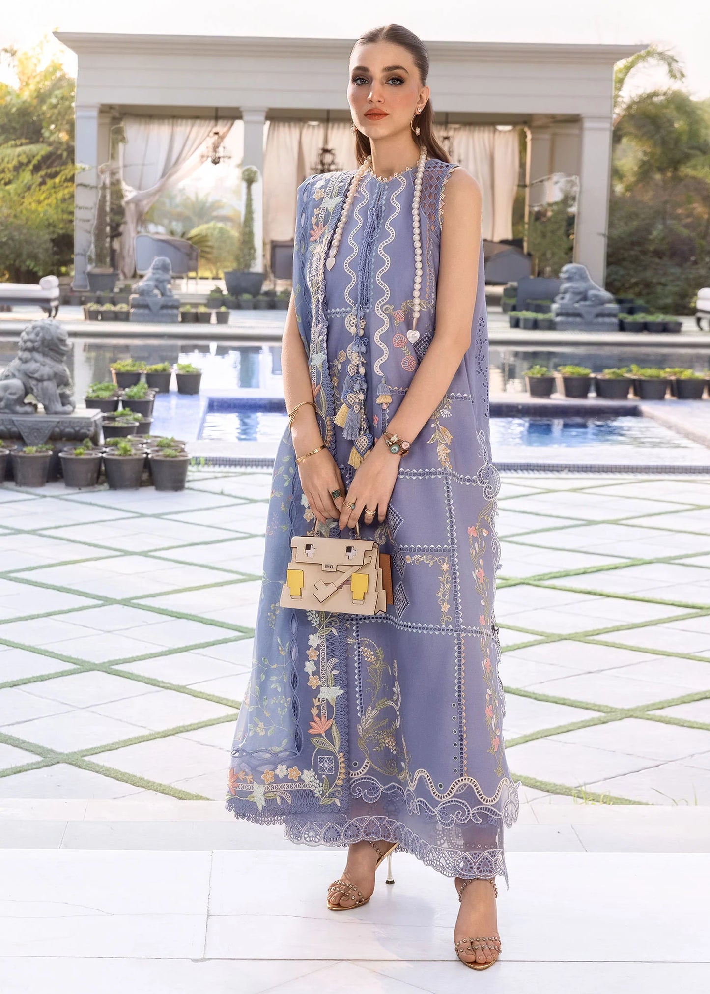 Crimson | 3 Piece Unstitched Embroidered Lawn | Floral Serenity-D1B