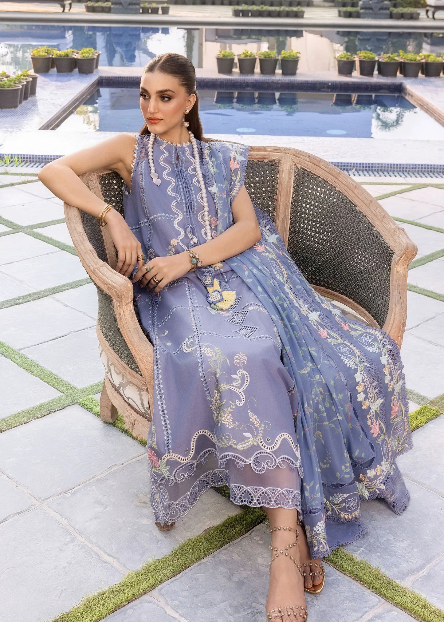 Crimson | 3 Piece Unstitched Embroidered Lawn | Floral Serenity-D1B