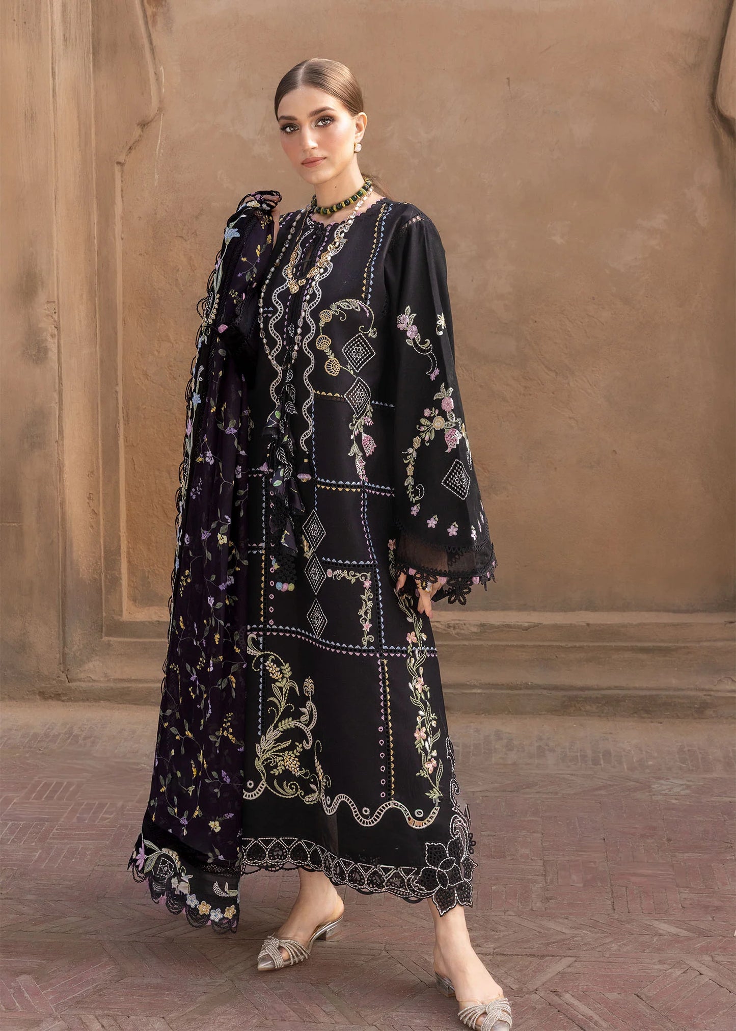 Crimson | 3 Piece Unstitched Embroidered Lawn | Floral Serenity