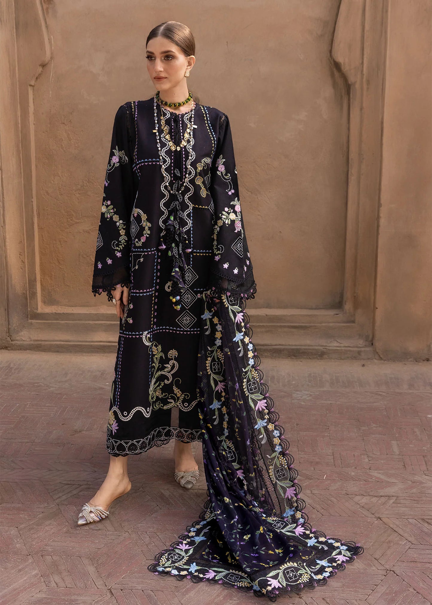 Crimson | 3 Piece Unstitched Embroidered Lawn | Floral Serenity