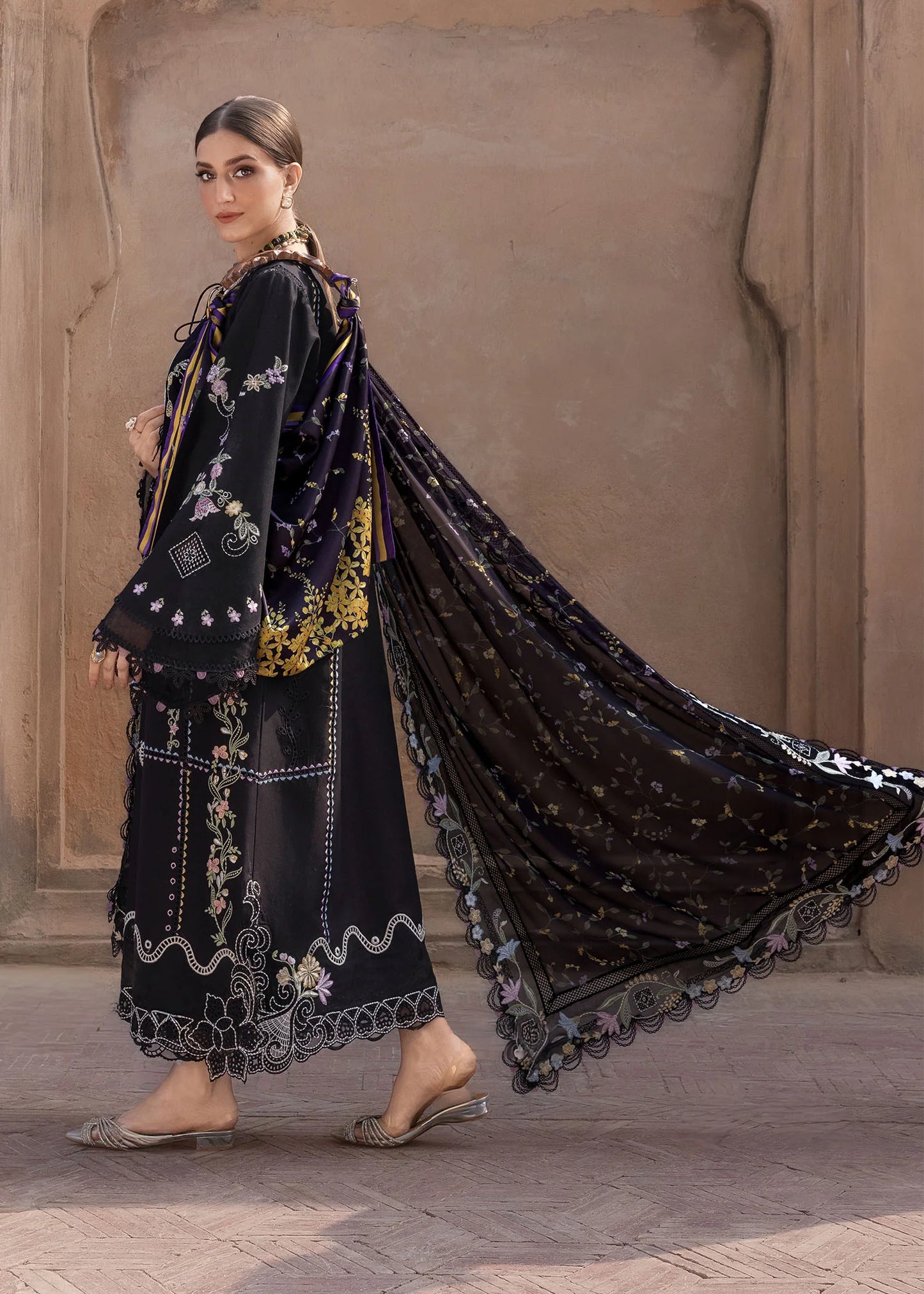 Crimson | 3 Piece Unstitched Embroidered Lawn | Floral Serenity