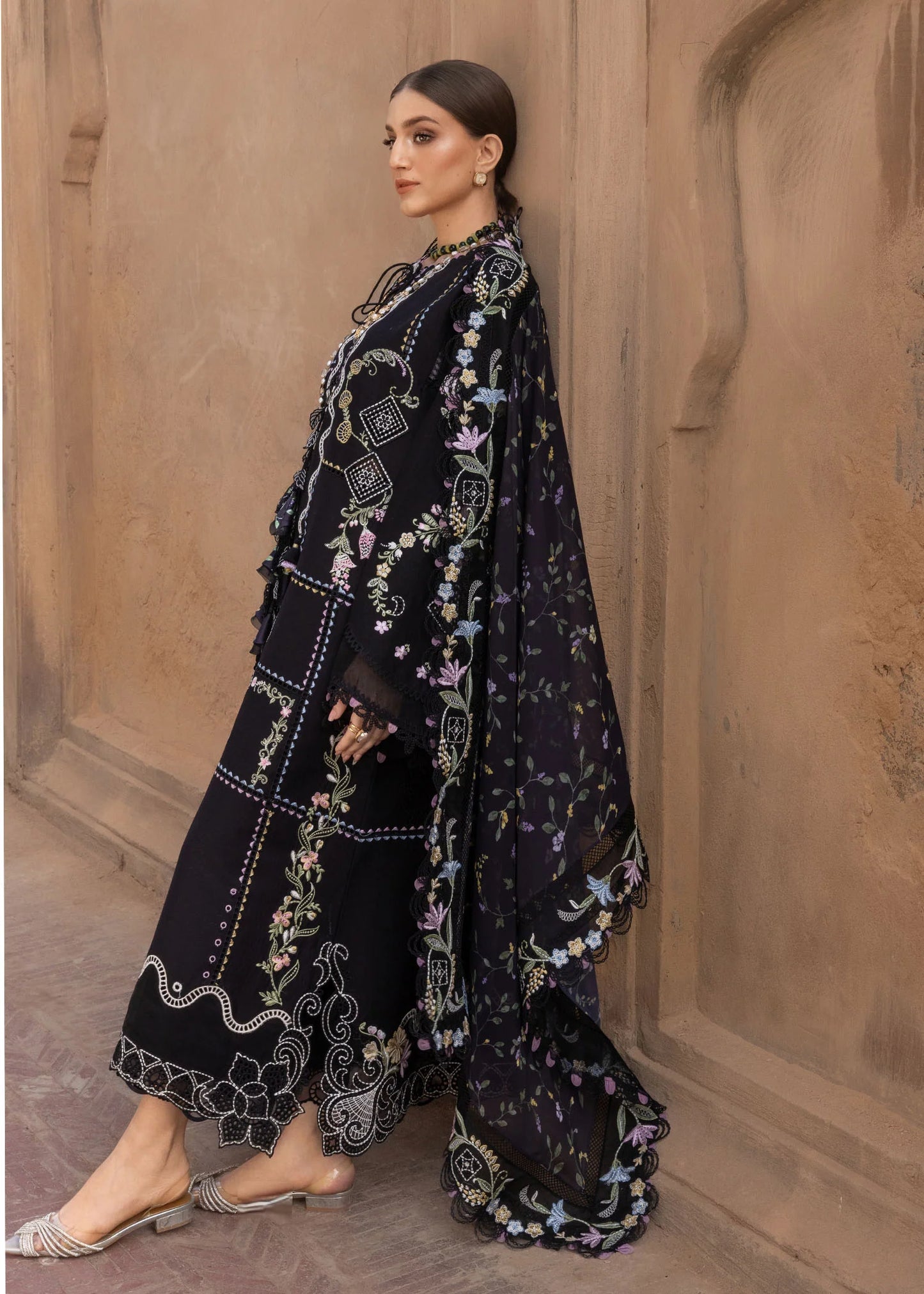 Crimson | 3 Piece Unstitched Embroidered Lawn | Floral Serenity