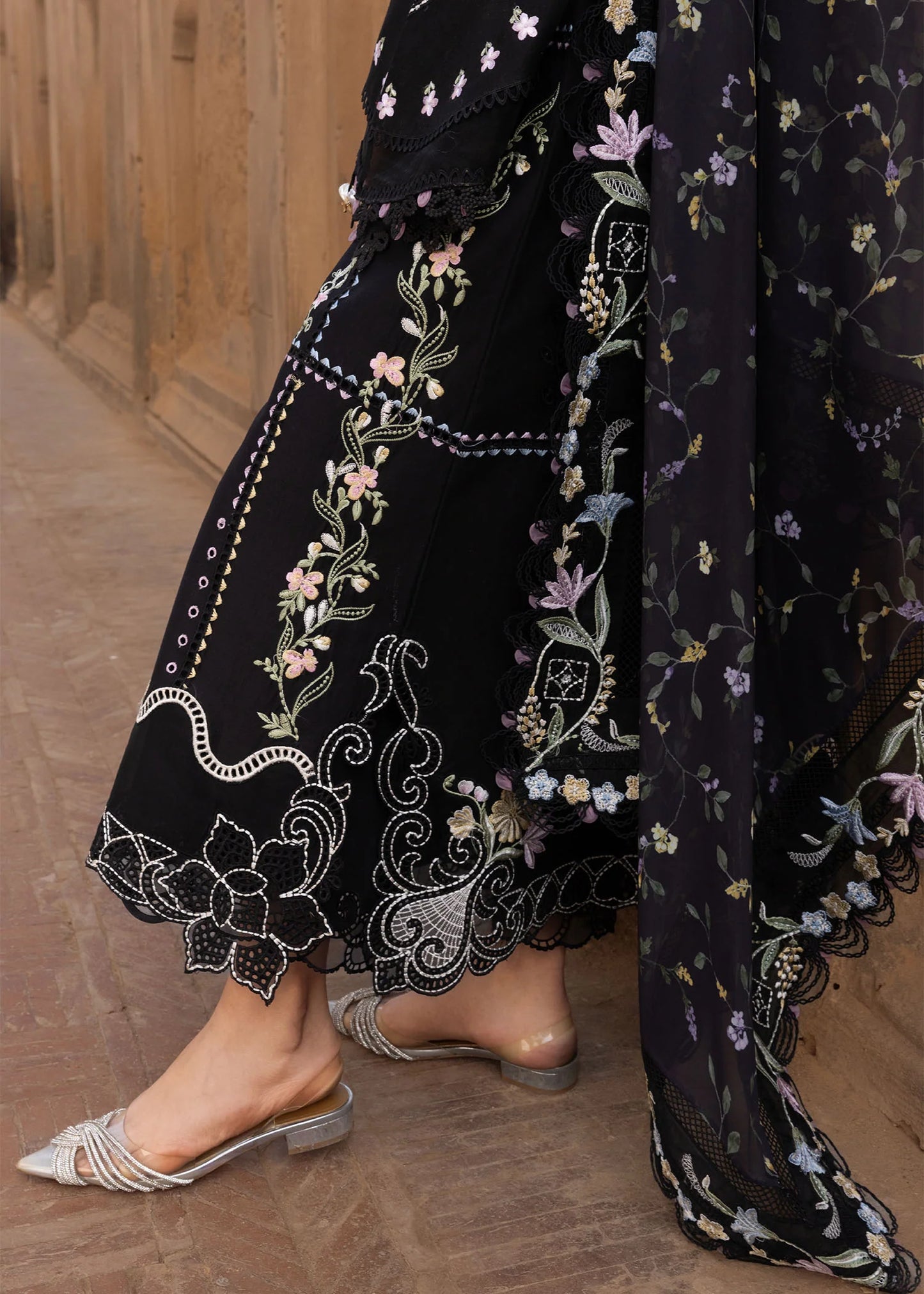 Crimson | 3 Piece Unstitched Embroidered Lawn | Floral Serenity
