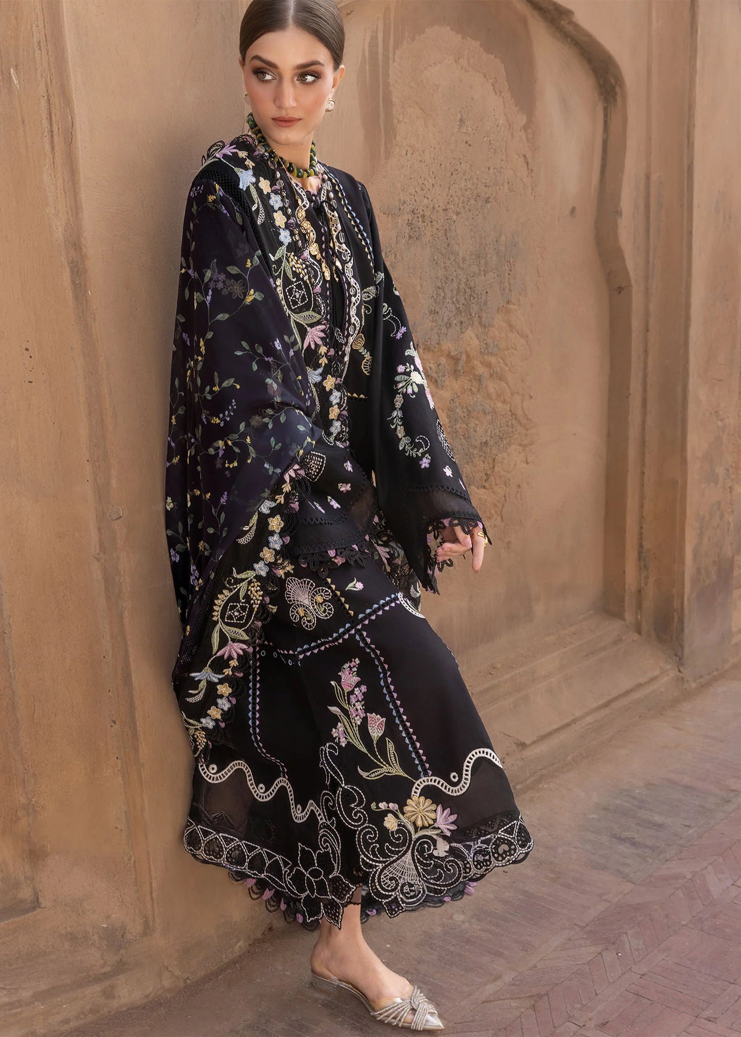 Crimson | 3 Piece Unstitched Embroidered Lawn | Floral Serenity