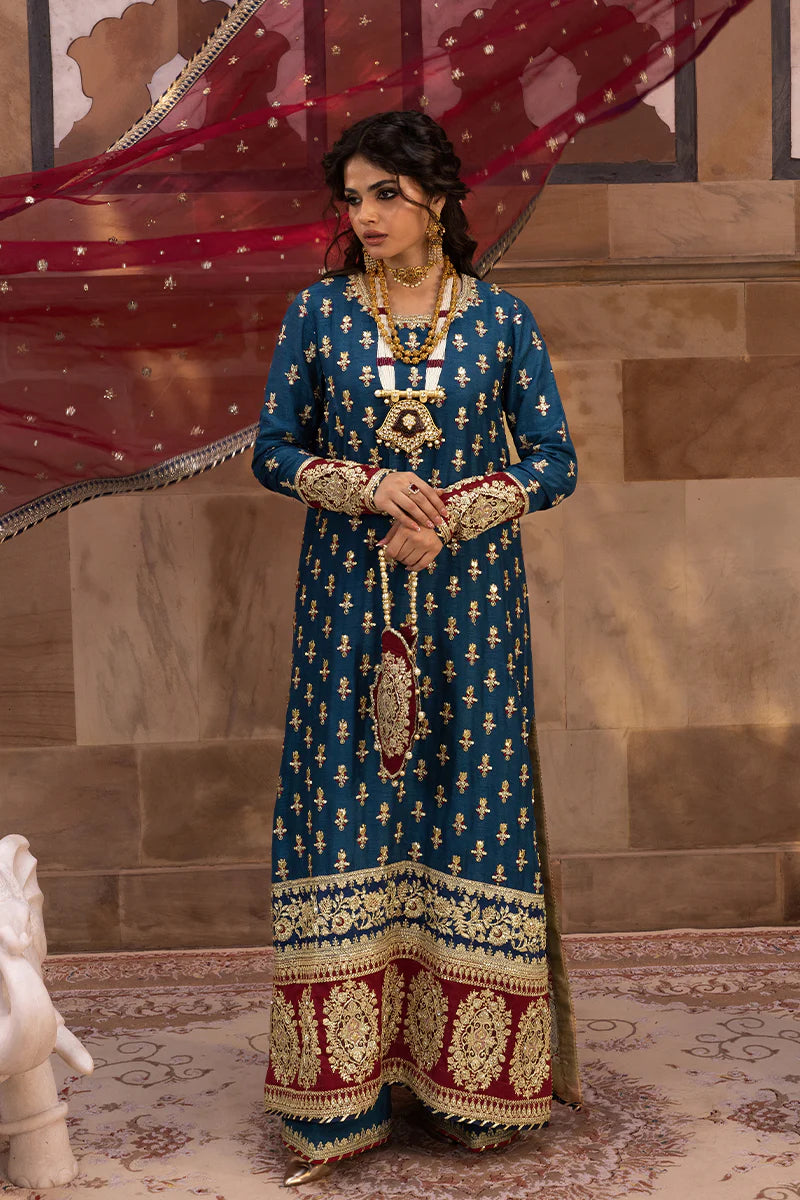 Rang Rasiya | 3 Piece Unstitched Embroidered Raw Silk | Mahnaz