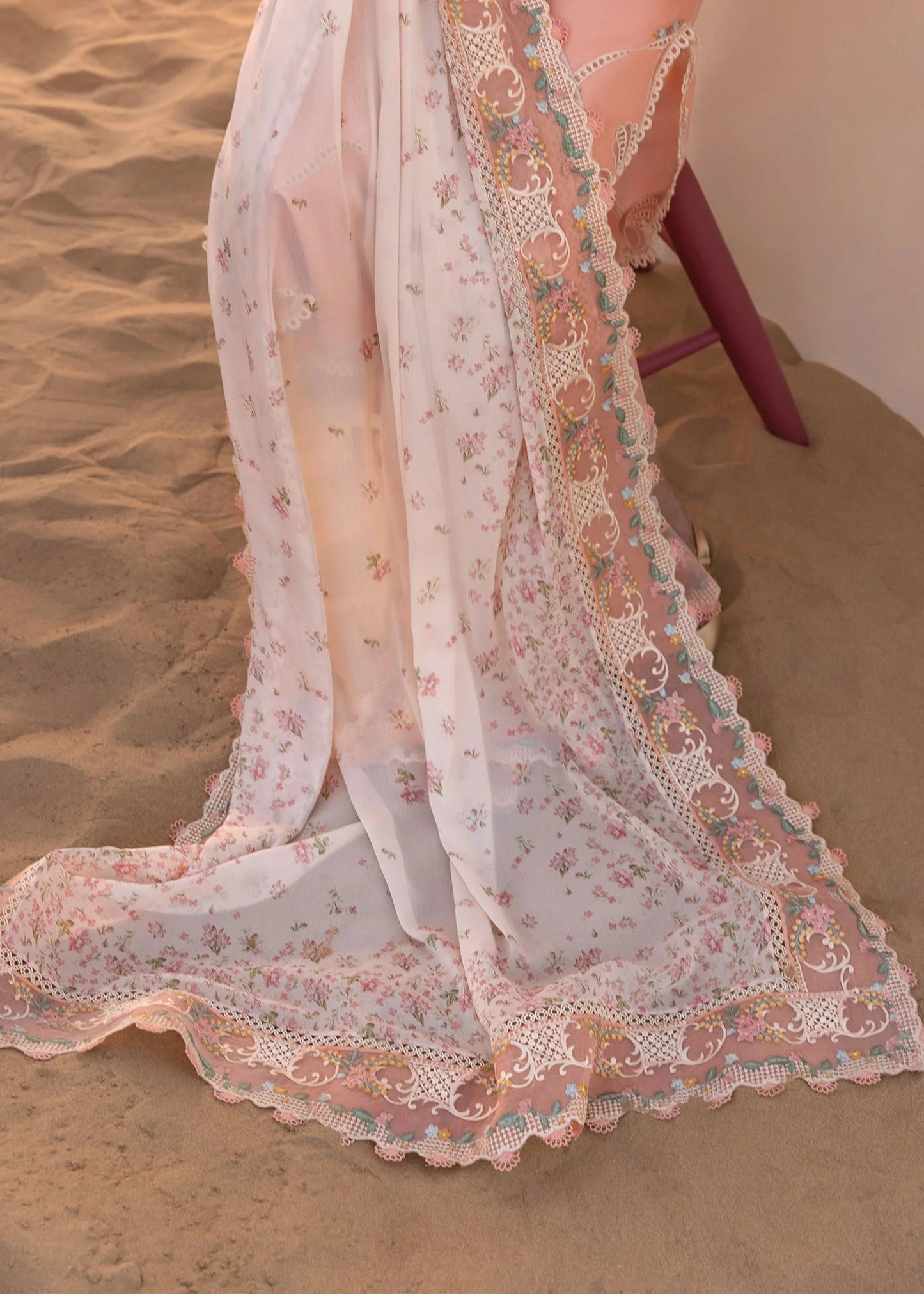 Crimson | 3 Piece Unstitched Embroidered Lawn | Twirls And Ties - D8 A