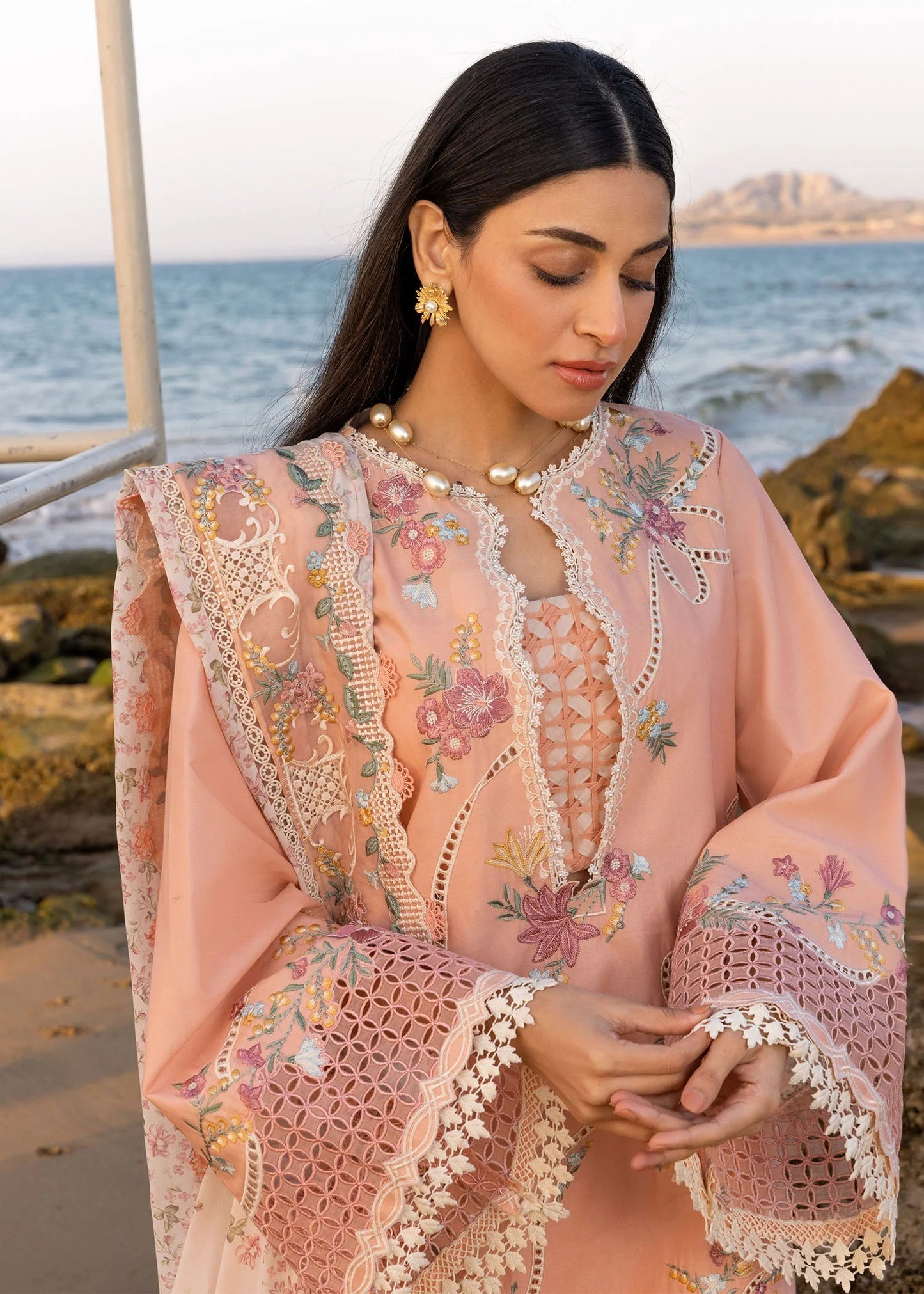 Crimson | 3 Piece Unstitched Embroidered Lawn | Twirls And Ties - D8 A