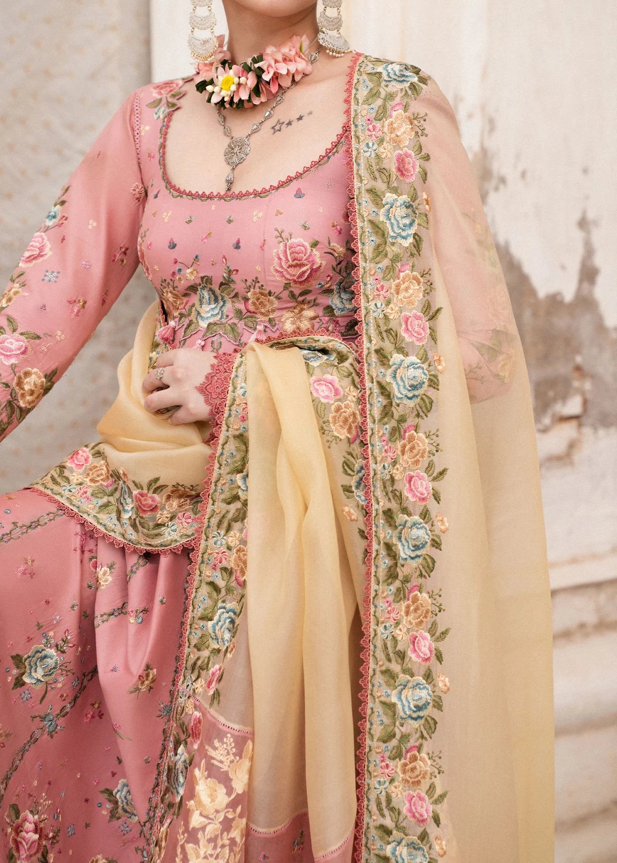 Hussain Rehar | 3 Piece Unstitched Embroidered Lawn | Nazneen