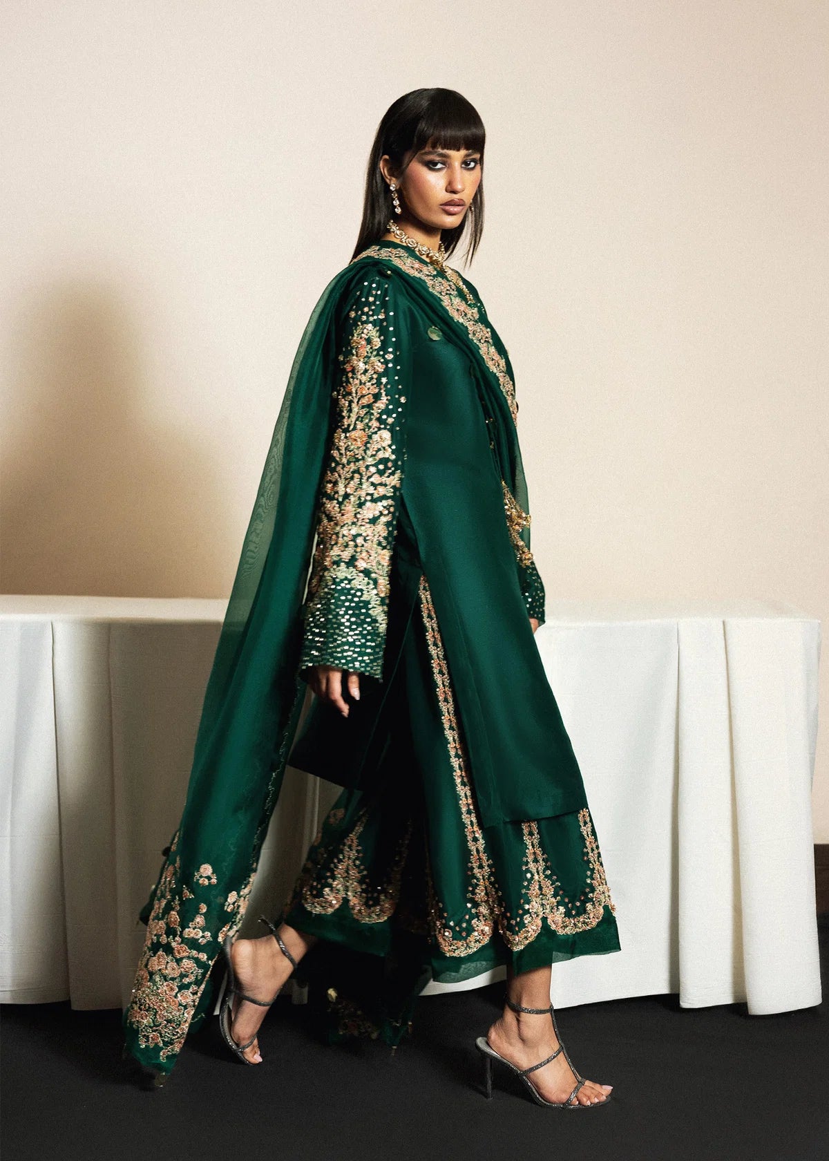Hussain Rehar | 3 Piece Unstitched Embroidered Raw Silk | Noor Lepoque
