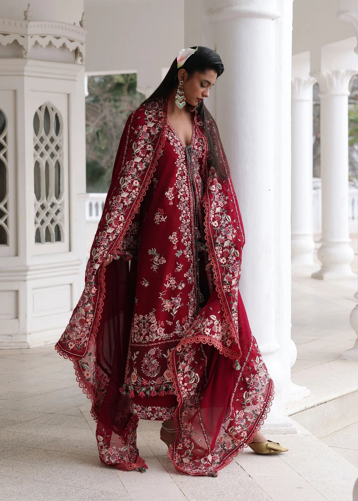 Hussain Rehar | 3 Piece Unstitched Embroidered Lawn | Kastanaa