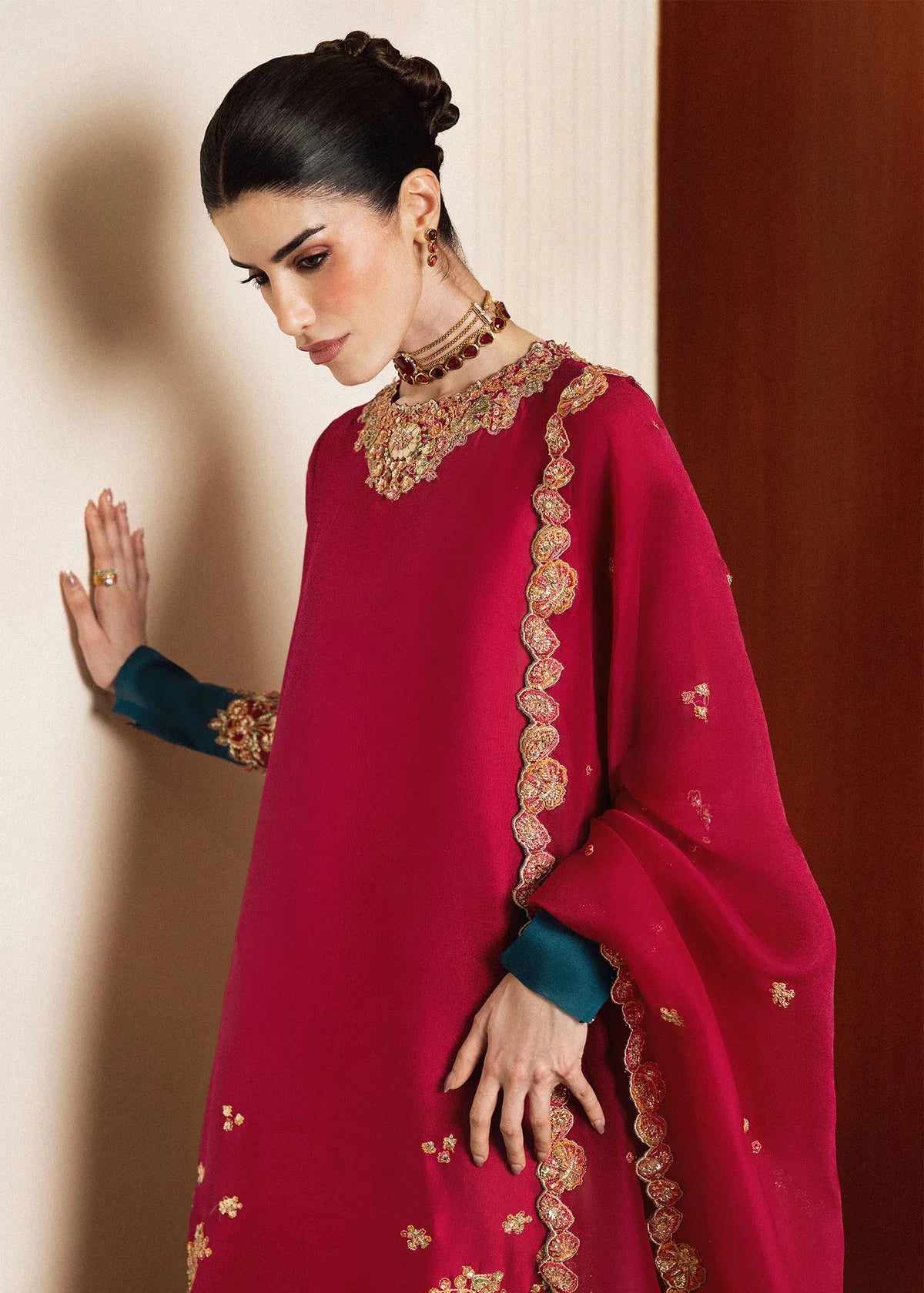 Hussain Rehar | 3 Piece Unstitched Embroidered Raw Silk | Luniere
