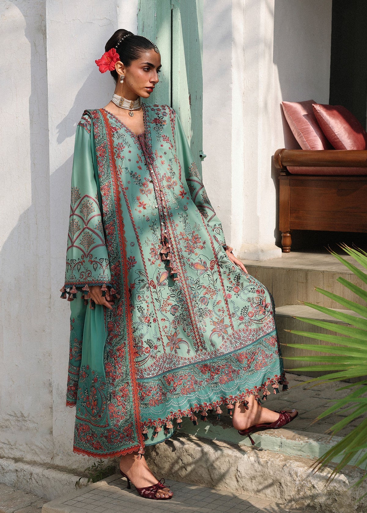 Hussain Rehar | 3 Piece Unstitched Embroidered Lawn | Verdant